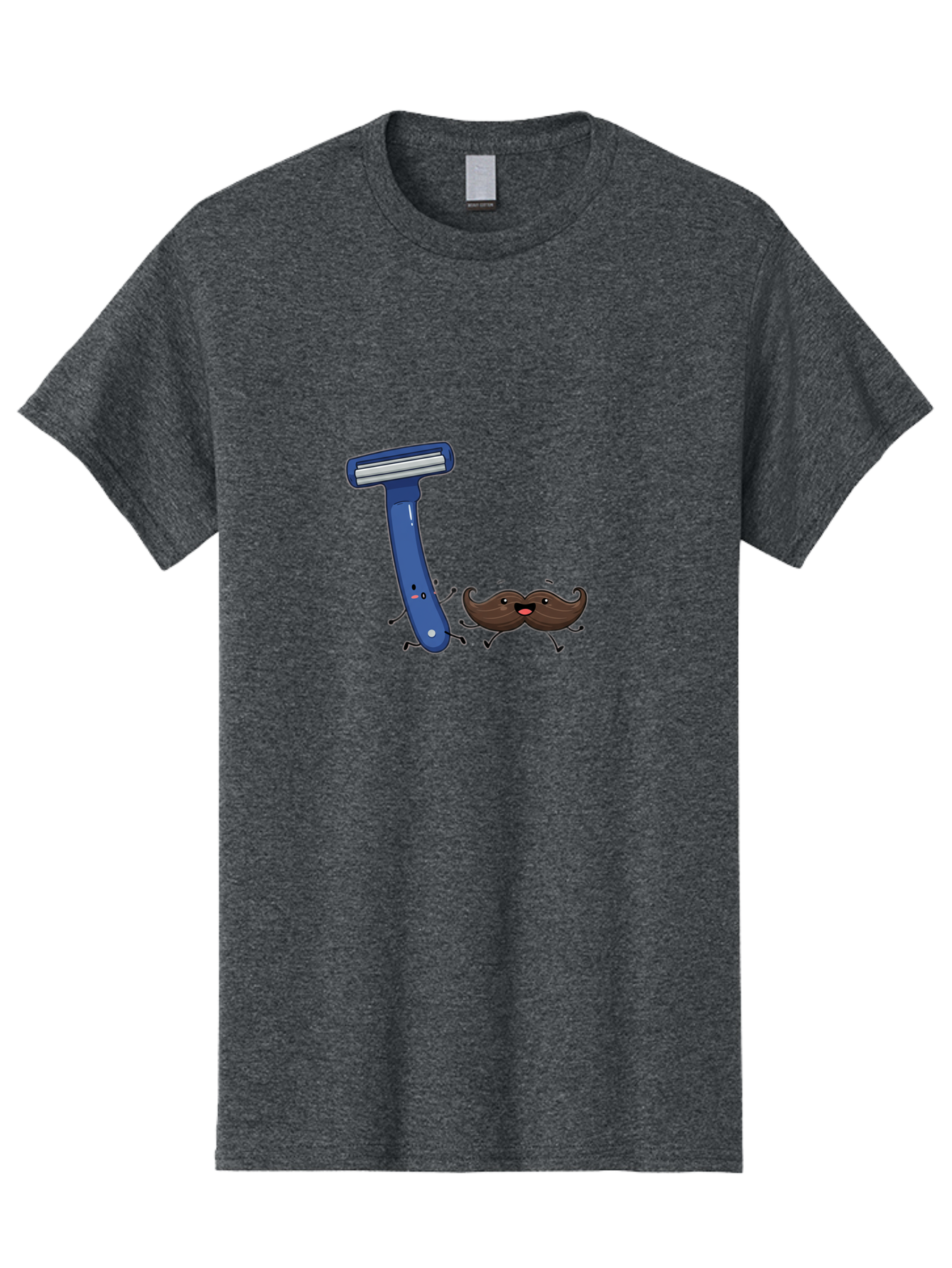 Safety-Razor-1 Men'S Graphic Tee, 100% Cotton, Comfortable Casual Summer Wear, Machine Washable, Cartoon Razor, Cartoon Mustache, Shaving Humor, Funny Illustrations, Playful Grooming, Razor And Mustache Characters, Quirky Art, Humorous Designs Bad503