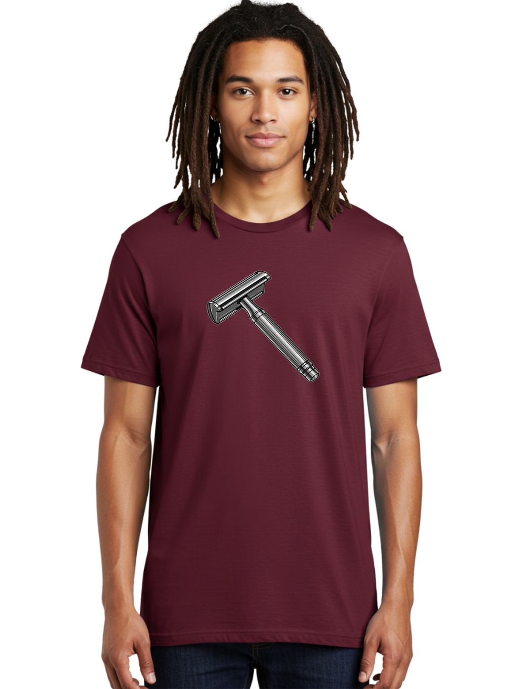 Safety-Razor Men'S Graphic Tee, 100% Cotton, Comfortable Casual Summer Wear, Machine Washable, Safety Razor, Metal Razor, Shaving Equipment, Double Edge Razor, Men'S Grooming, Shaving Accessories, Personal Care Bad504