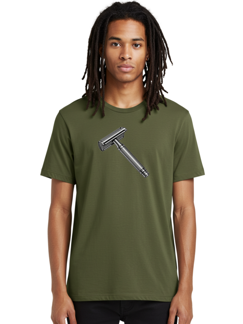 Safety-Razor Men'S Graphic Tee, 100% Cotton, Comfortable Casual Summer Wear, Machine Washable, Safety Razor, Metal Razor, Shaving Equipment, Double Edge Razor, Men'S Grooming, Shaving Accessories, Personal Care Bad504