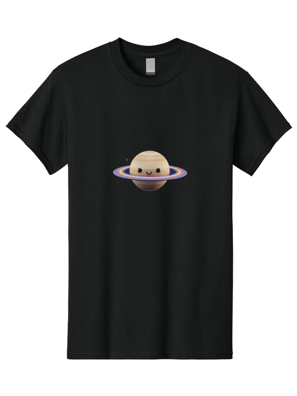 Saturn Men'S Graphic Tee, 100% Cotton, Comfortable Casual Summer Wear, Machine Washable, Cartoon Saturn, Smiling Planet, Kawaii Space, Colorful Rings, Space Illustration, Cute Saturn, Happy Face, Pastel Colors, Ringed Planet, Whimsical Art Bad511
