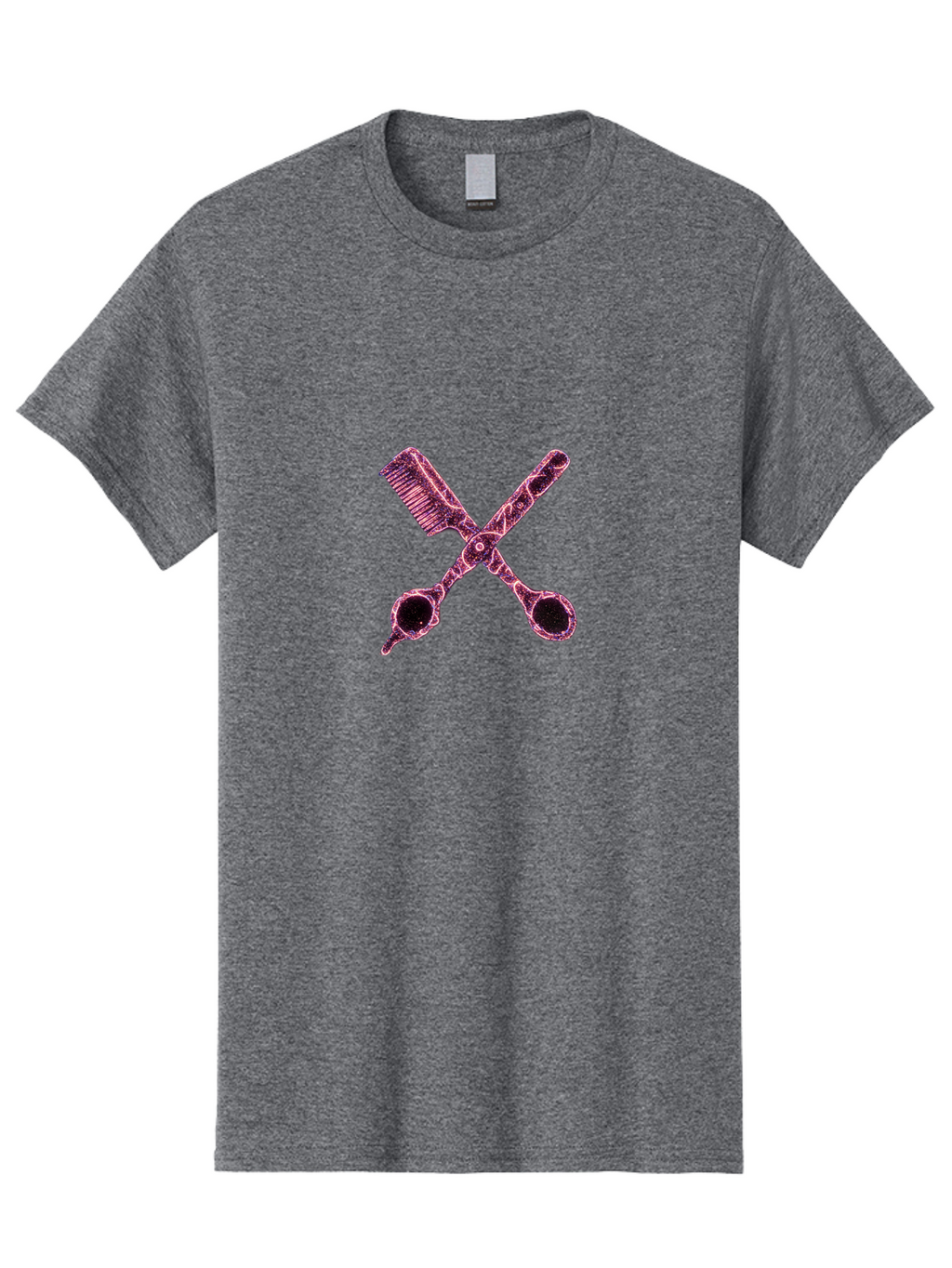 Scissors-And-Comb-1 Men'S Graphic Tee, 100% Cotton, Comfortable Casual Summer Wear, Machine Washable, Salon Logo, Beauty Tools, Hair Cutting Scissors, Comb And Scissors, Hairdressing Equipment, Beauty Salon, Pink Graphics, Salon Icon, Bad518
