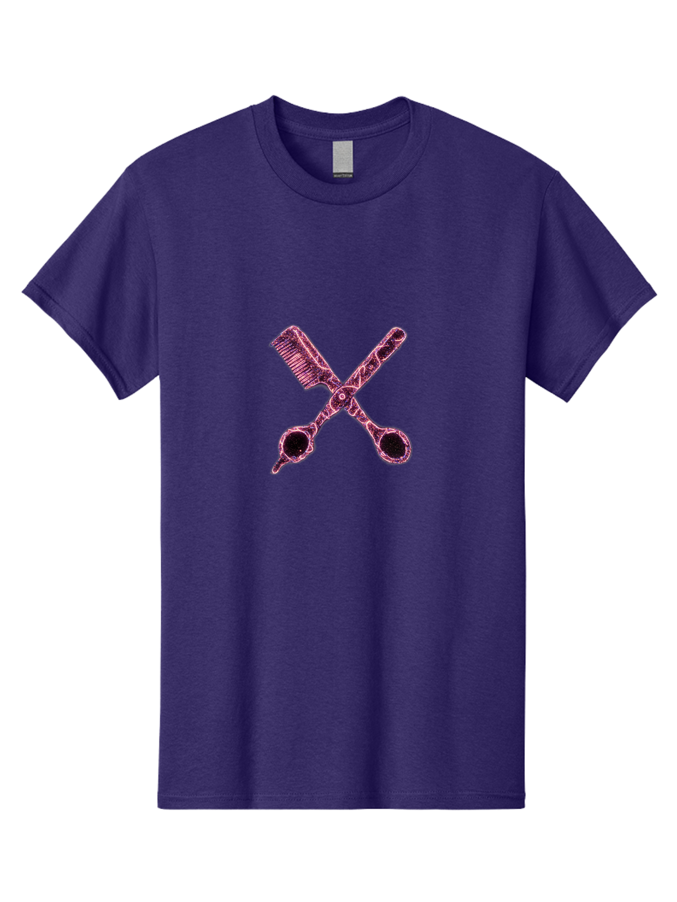 Scissors-And-Comb-1 Men'S Graphic Tee, 100% Cotton, Comfortable Casual Summer Wear, Machine Washable, Salon Logo, Beauty Tools, Hair Cutting Scissors, Comb And Scissors, Hairdressing Equipment, Beauty Salon, Pink Graphics, Salon Icon, Bad518