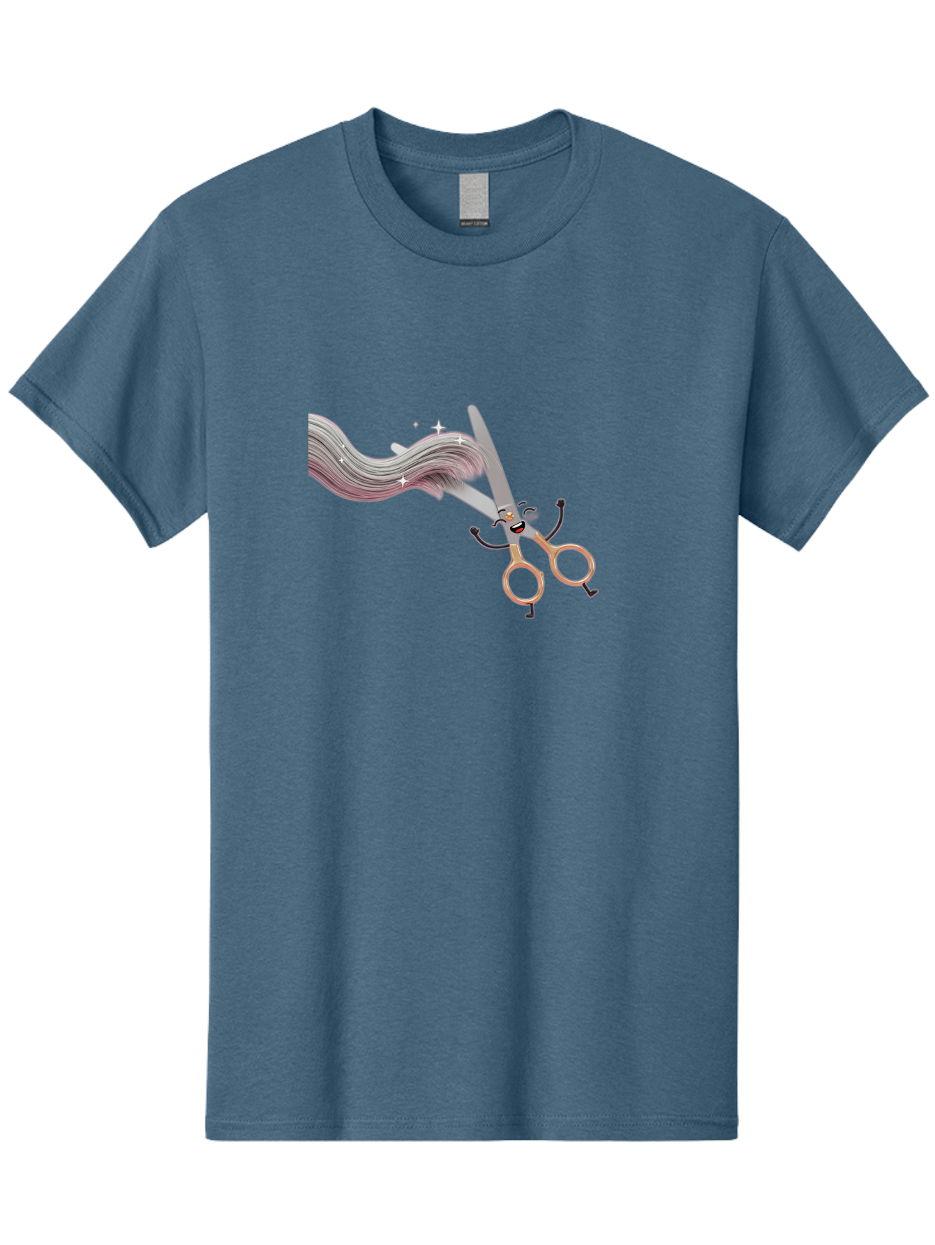 Scissors-Cutting-Hair Men'S Graphic Tee, 100% Cotton, Comfortable Casual Summer Wear, Machine Washable, Scissors Character, Cartoon Haircut, Beauty Salon, Hairstyling Tools, Hair Trimming, Barber Shop, Grooming Essentials, Creative Cutting, Bad525