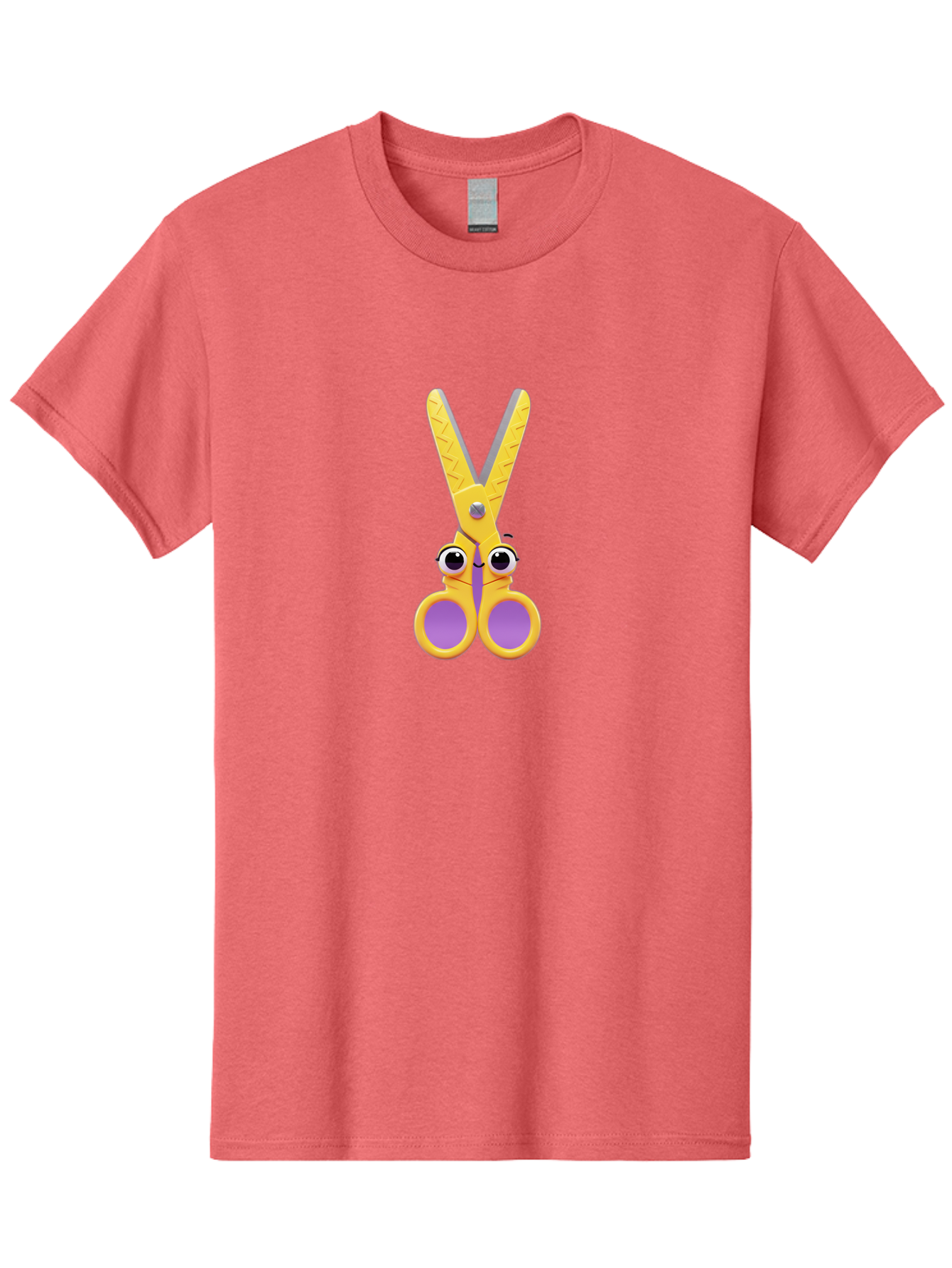 Scissors Men'S Graphic Tee, 100% Cotton, Comfortable Casual Summer Wear, Machine Washable, Cartoon Scissors, Yellow And Purple, Cute Eyes, Fun Craft, Kids Art, Crafting Tools, School Supplies, Creative Projects Bad528