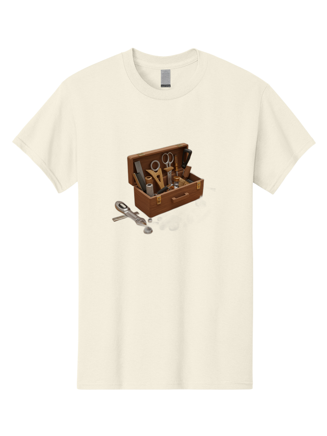 Sewing-Kit Men'S Graphic Tee, 100% Cotton, Comfortable Casual Summer Wear, Machine Washable, Sewing Kit, Wooden Box, Crafting Tools, Scissors, Spool Of Thread, Tailor Supplies, Sewing Accessories, Needle Threader Bad531