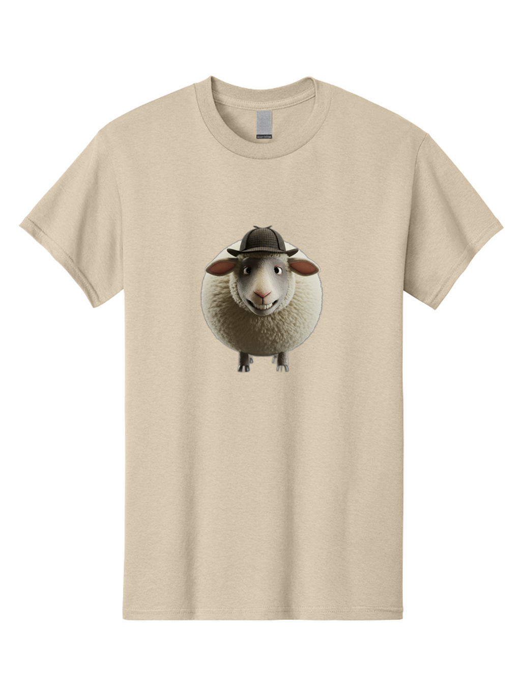 Shaun-The-Sheep-1 Men'S Graphic Tee, 100% Cotton, Comfortable Casual Summer Wear, Machine Washable, Cartoon Sheep, Detective Hat, Humorous Character, 3D Animation, Fluffy Sheep, Funny Animal, Detective Sheep, Fictional Character, Bad536