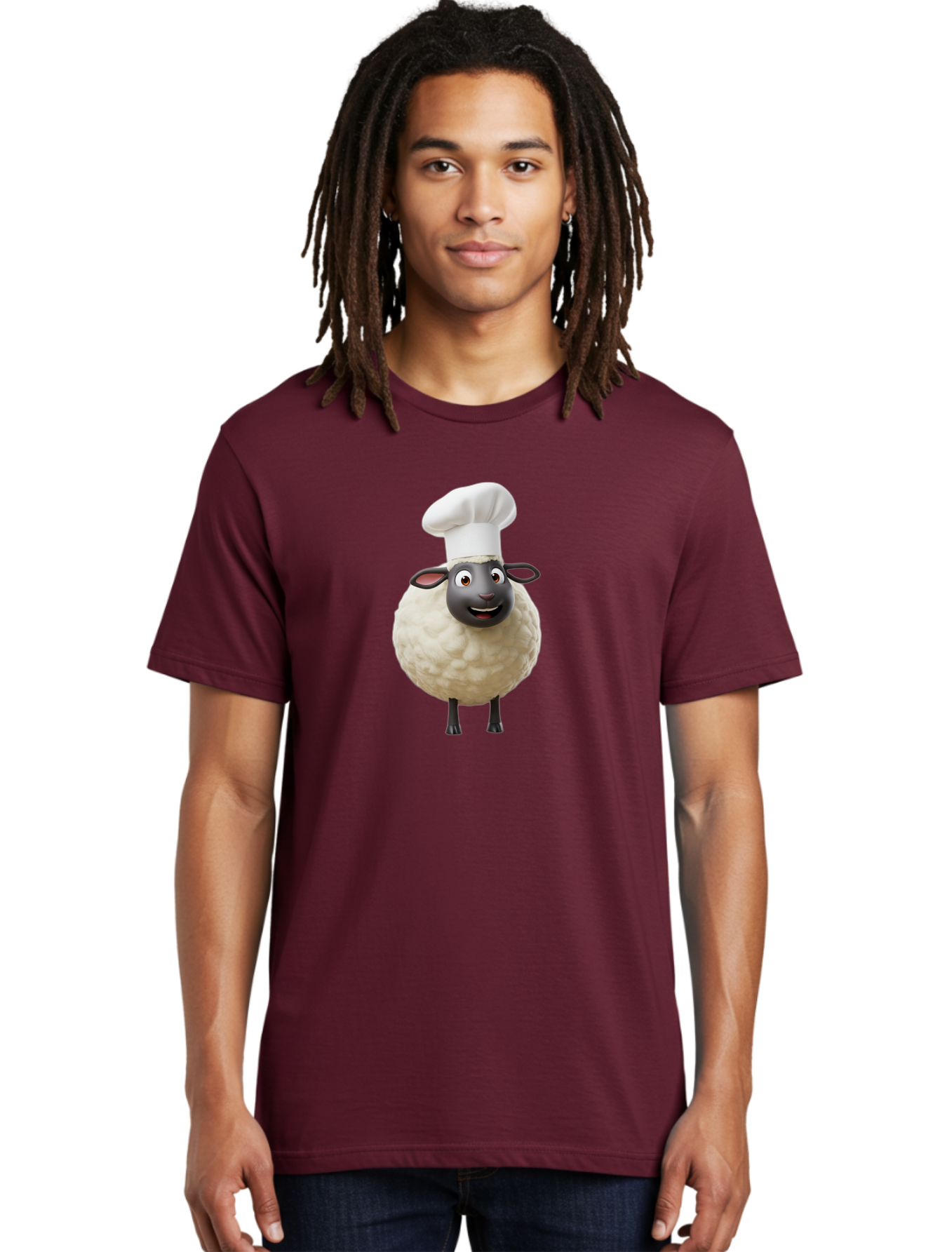 Shaun-The-Sheep-Chef Men'S Graphic Tee, 100% Cotton, Comfortable Casual Summer Wear, Machine Washable, Shaun The Sheep, Chef Hat, Cartoon Character, Cooking, Culinary, Funny Animal, 3D Animation, Character Design, Humorous, Whimsical, Lamb, Bad537
