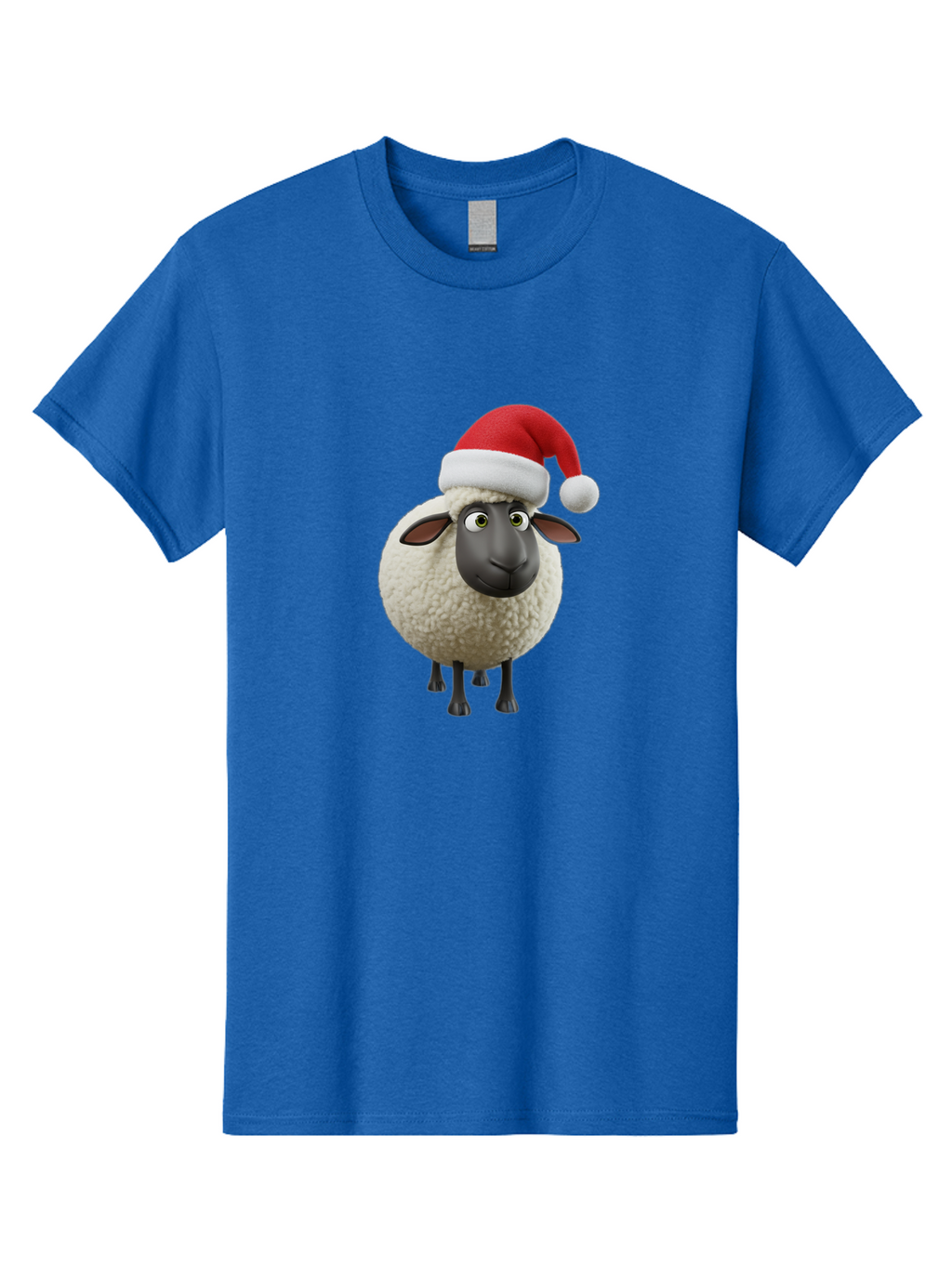 Shaun-The-Sheep-Santa-Hat Men'S Graphic Tee, 100% Cotton, Comfortable Casual Summer Wear, Machine Washable, Shaun The Sheep, Christmas Sheep, Santa Hat Sheep, Festive Cartoon Character, Holiday Fun, Animated Sheep, Merry Christmas, Bad541