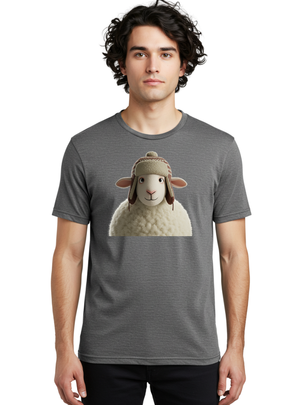 Shaun-The-Sheep Men'S Graphic Tee, 100% Cotton, Comfortable Casual Summer Wear, Machine Washable, Cartoon Sheep, Fluffy Sheep, Sheep With Hat, Funny Animal, Cute Character, Lovable Cartoon, Sheep Mascot, Funny Sheep, Woolly Sheep, Bad542