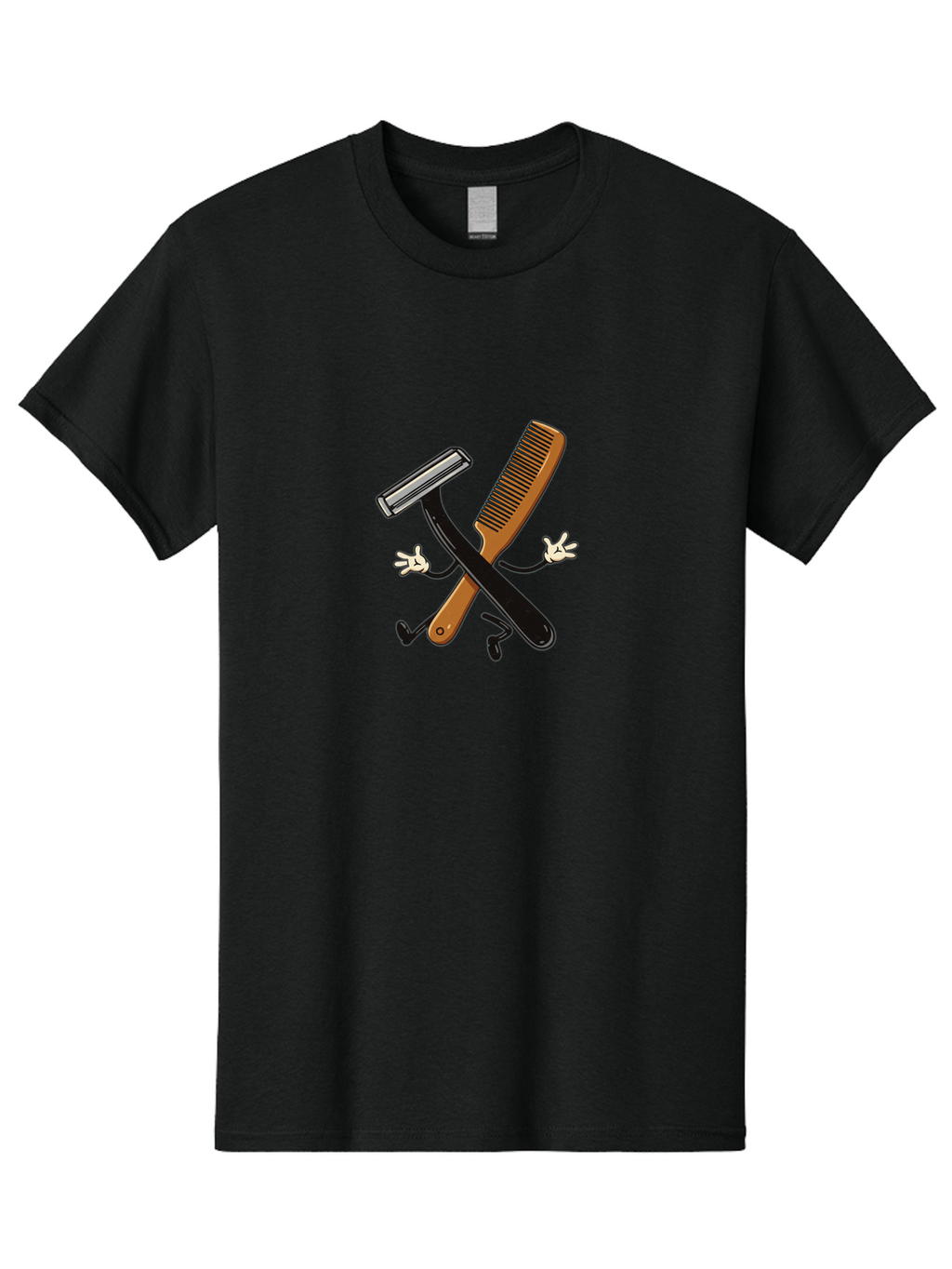 Shaving-Razor-Comb Men'S Graphic Tee, 100% Cotton, Comfortable Casual Summer Wear, Machine Washable, Shaving Razor And Comb, Grooming Tools, Barber Supplies, Men'S Grooming, Shaving Accessories, Styling Comb Bad547
