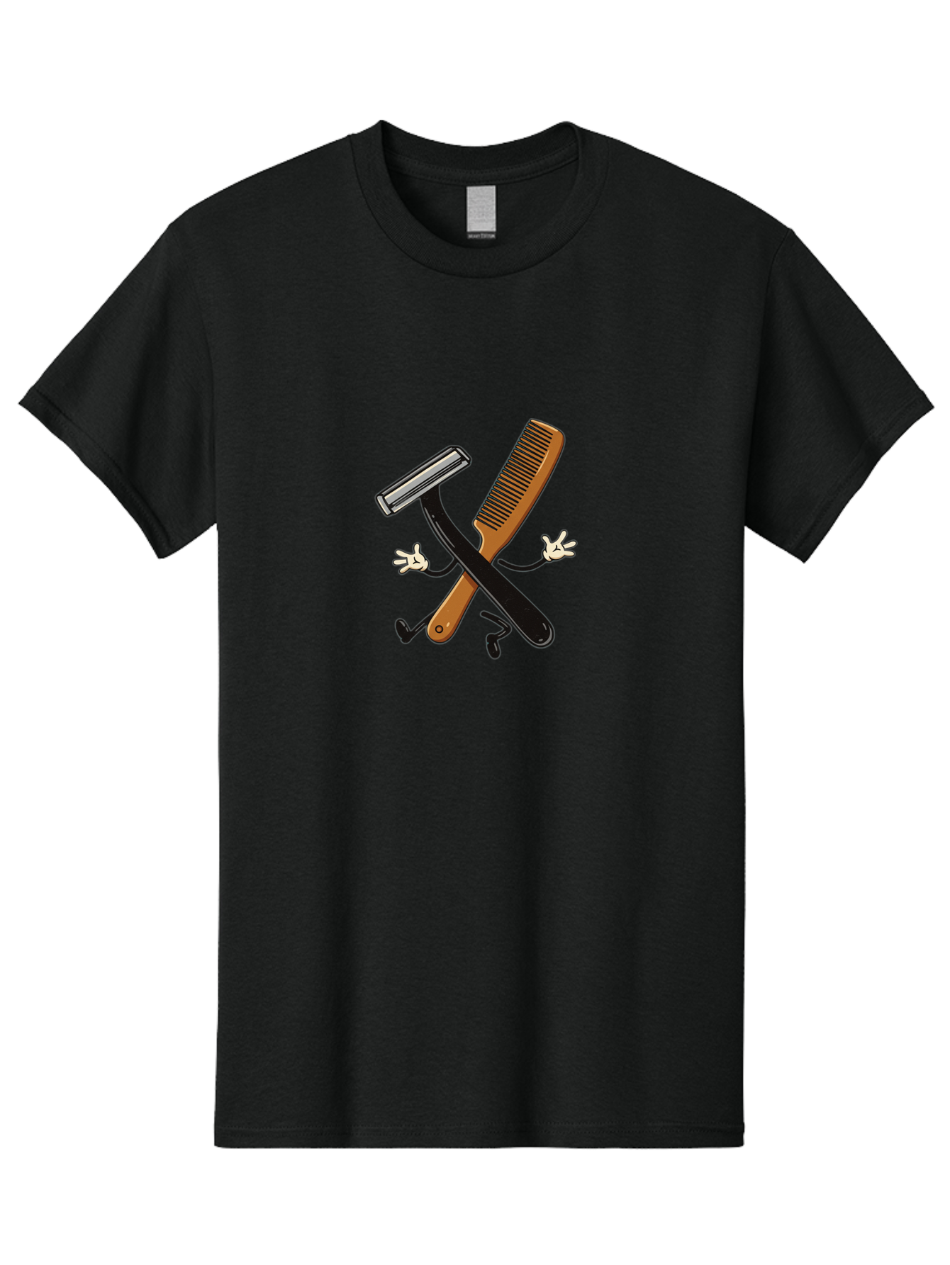 Shaving-Razor-Comb Men'S Graphic Tee, 100% Cotton, Comfortable Casual Summer Wear, Machine Washable, Shaving Razor And Comb, Grooming Tools, Barber Supplies, Men'S Grooming, Shaving Accessories, Styling Comb Bad547