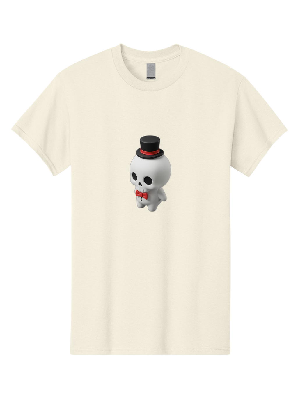 Skull-With-Top-Hat-1 Men'S Graphic Tee, 100% Cotton, Comfortable Casual Summer Wear, Machine Washable, Cartoon Skull, Top Hat, Red Bow Tie, Black Hatband, 3D Illustration, Gothic Style, Skull Character, Fashion Accessories, Stylish Skeleton Bad622