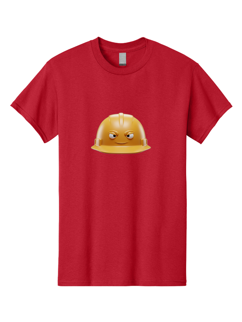 Smiling-Hard-Hat-1 Men'S Graphic Tee, 100% Cotton, Comfortable Casual Summer Wear, Machine Washable, Construction Hard Hat, Safety Helmet, Cartoon Character, Funny Face, Smiling Eyes, Building Industry, Workplace Safety, Security Gear, Bad643