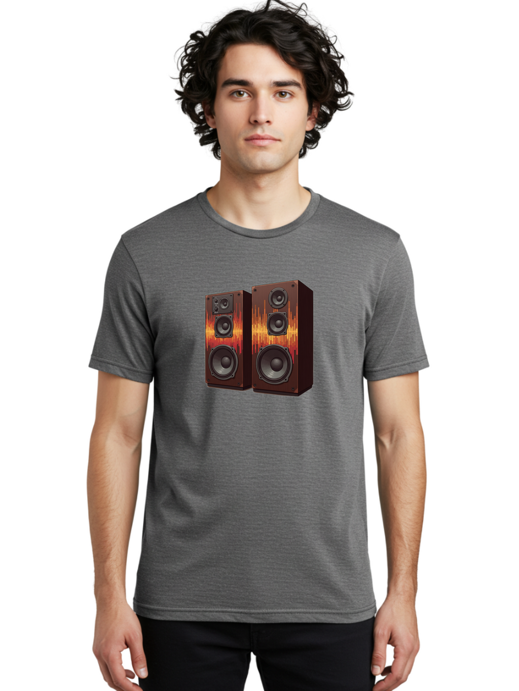 Sound-Wave-Speakers Men'S Graphic Tee, 100% Cotton, Comfortable Casual Summer Wear, Machine Washable, High-Quality Speakers, Home Audio System, Sound Wave Design, Speaker Cabinets, Audio Equipment, Music Lovers, Sound Technology, Bad656