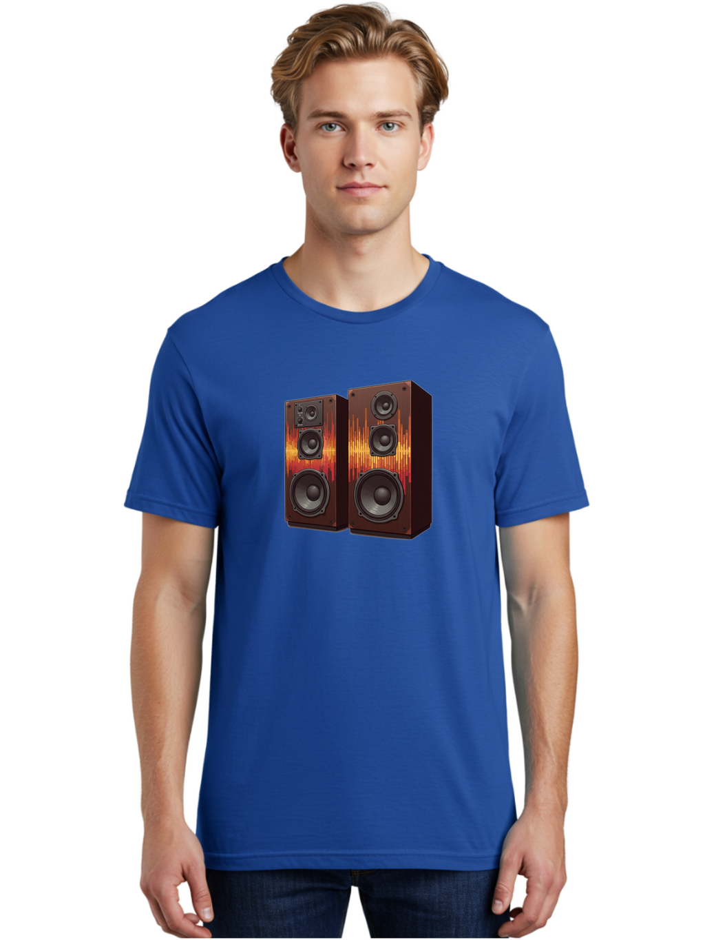 Sound-Wave-Speakers Men'S Graphic Tee, 100% Cotton, Comfortable Casual Summer Wear, Machine Washable, High-Quality Speakers, Home Audio System, Sound Wave Design, Speaker Cabinets, Audio Equipment, Music Lovers, Sound Technology, Bad656