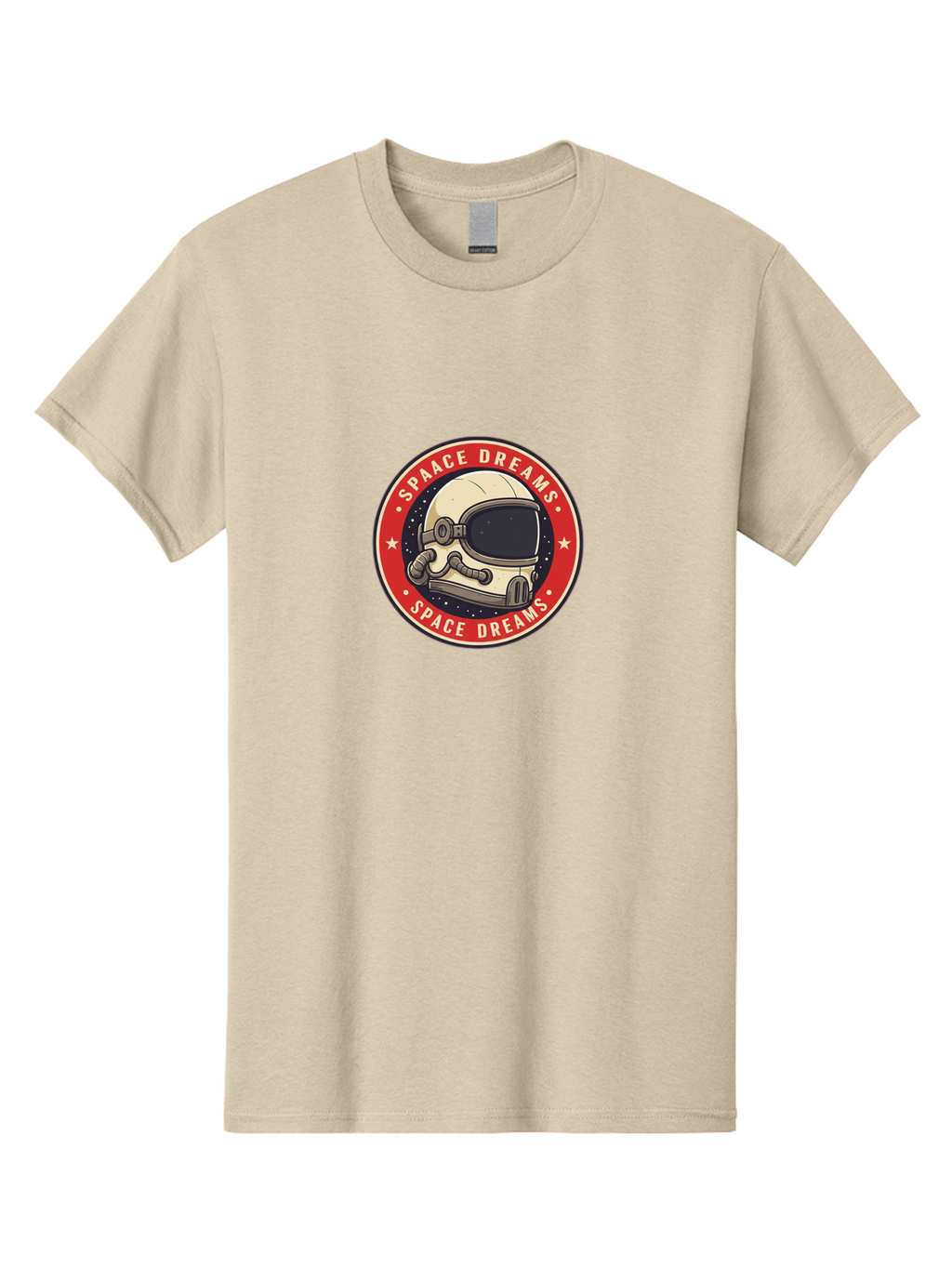 Space-Dreams-1 Men'S Graphic Tee, 100% Cotton, Comfortable Casual Summer Wear, Machine Washable, Space Helmet, Astronaut, Stars, Galaxy, Cosmic, Space Exploration, Futuristic, Sci-Fi, Dreams, Adventure, Space Dreams Logo, White Stars Bad657