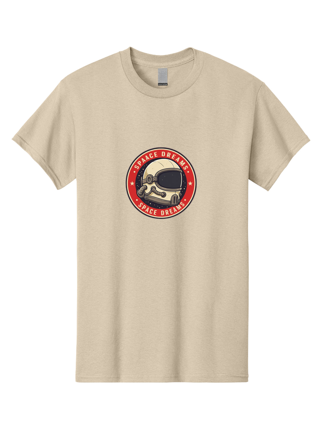 Space-Dreams-1 Men'S Graphic Tee, 100% Cotton, Comfortable Casual Summer Wear, Machine Washable, Space Helmet, Astronaut, Stars, Galaxy, Cosmic, Space Exploration, Futuristic, Sci-Fi, Dreams, Adventure, Space Dreams Logo, White Stars Bad657