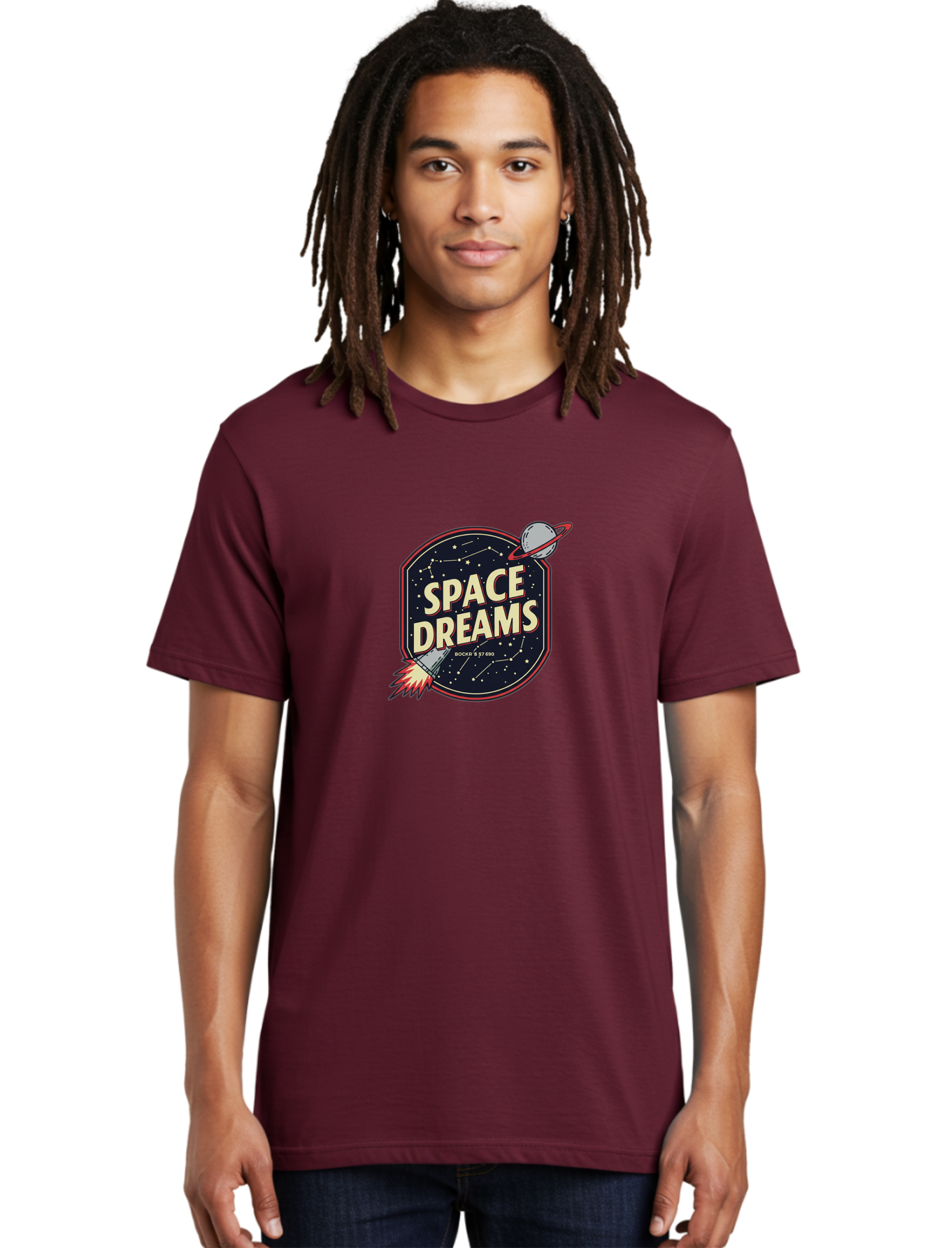 Space-Dreams-3 Men'S Graphic Tee, 100% Cotton, Comfortable Casual Summer Wear, Machine Washable, Space Dreams, Rocket Ship, Stars, Constellations, Planet, Galaxy, Outer Space, Futuristic Design, Retro Style, Vintage Vibe, Space Travel Bad659