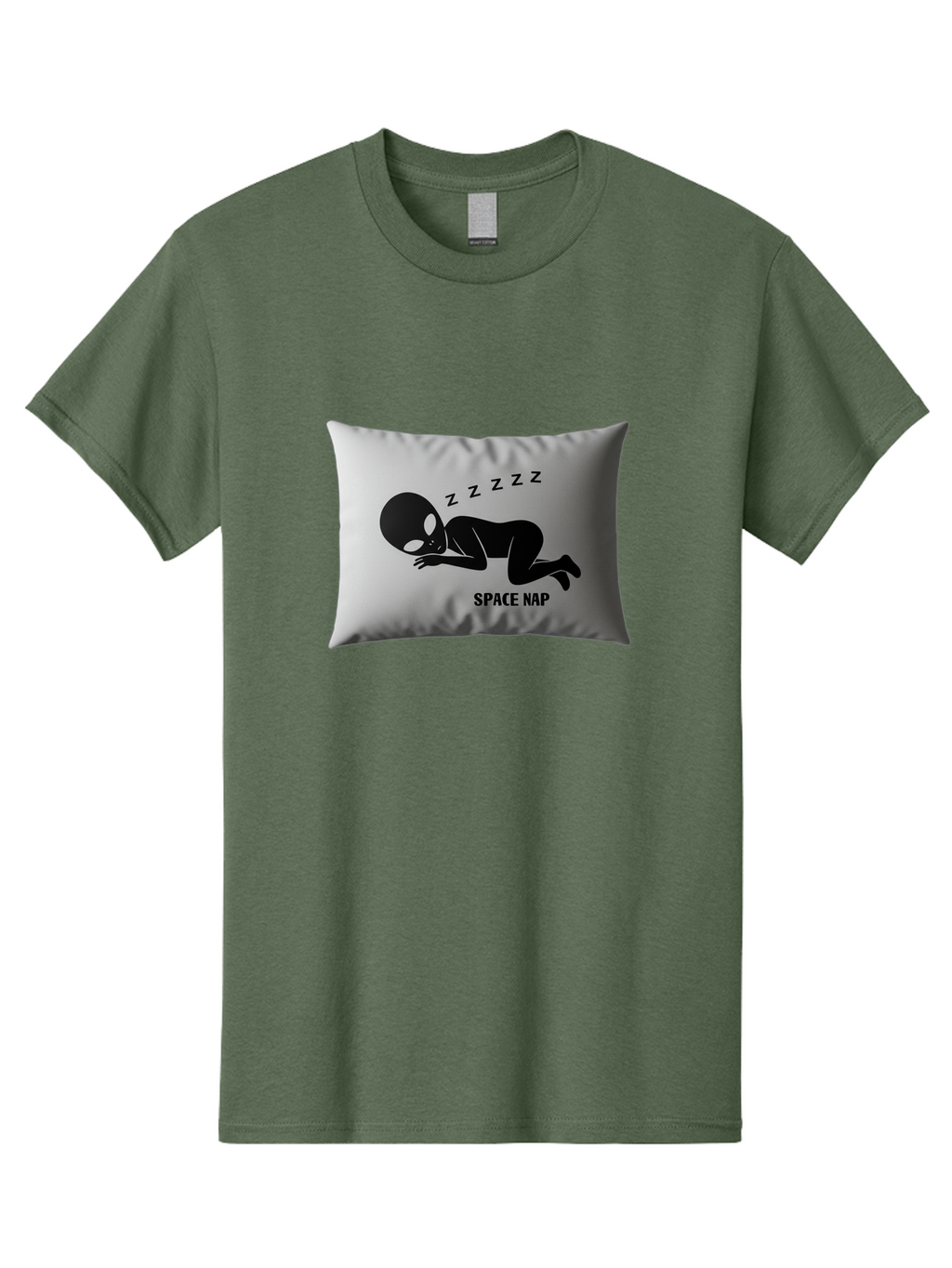Space-Nap-3 Men'S Graphic Tee, 100% Cotton, Comfortable Casual Summer Wear, Machine Washable, Sleeping Alien, Pillow Design, Funny Gift, Alien Graphic, Space Humor, Zzz Symbol, Funny Pillow, Extraterrestrial Bad668