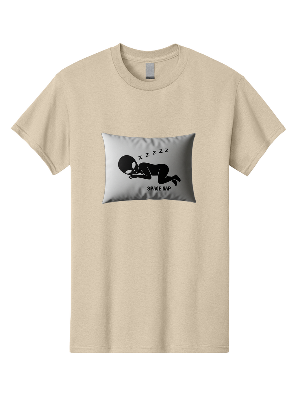Space-Nap-3 Men'S Graphic Tee, 100% Cotton, Comfortable Casual Summer Wear, Machine Washable, Sleeping Alien, Pillow Design, Funny Gift, Alien Graphic, Space Humor, Zzz Symbol, Funny Pillow, Extraterrestrial Bad668