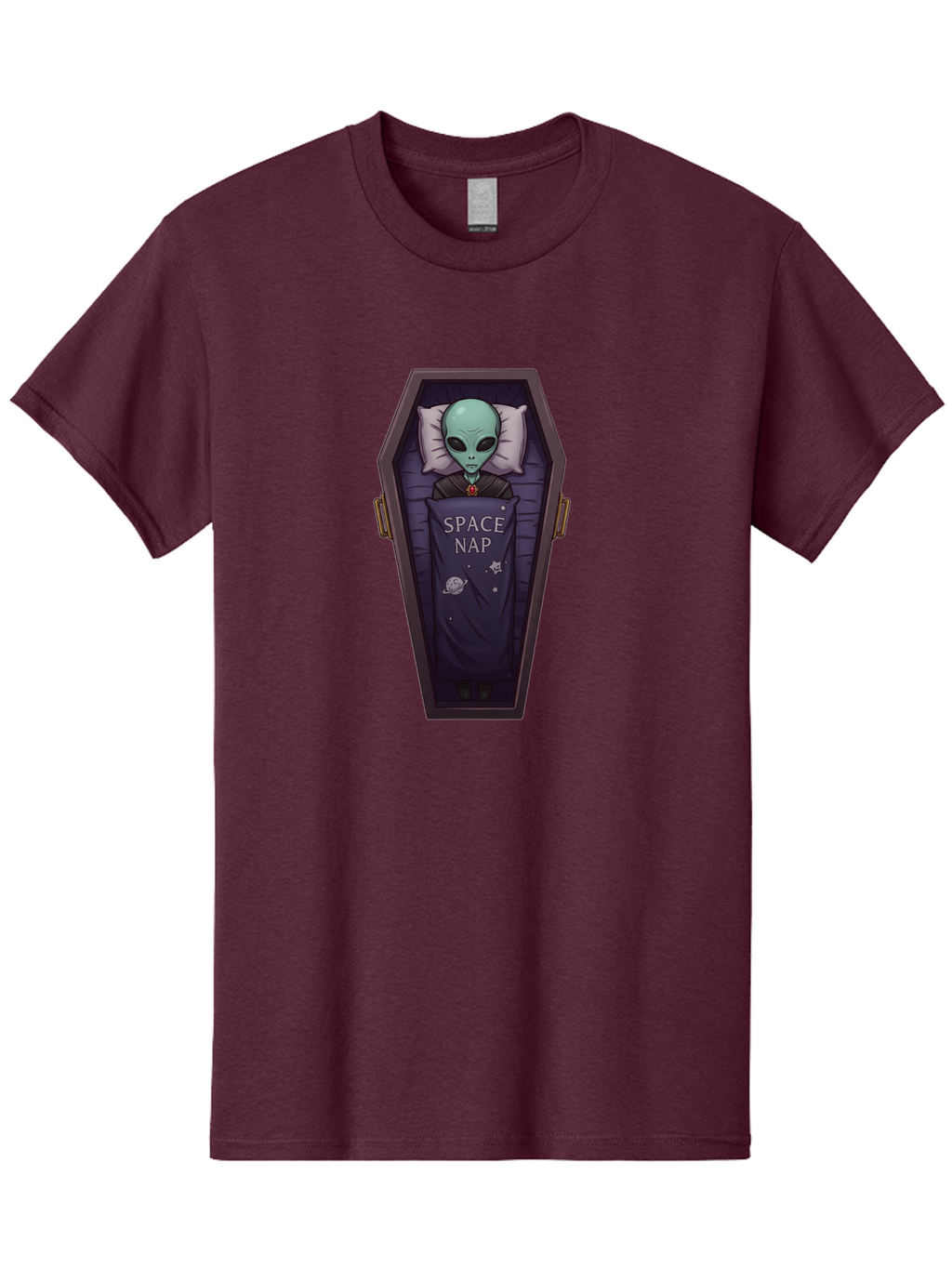 Space-Nap-6 Men'S Graphic Tee, 100% Cotton, Comfortable Casual Summer Wear, Machine Washable, Alien Sleeping, Coffin Bed, Space Nap, Extraterrestrial Rest, Celestial Slumber, Science Fiction Humor, Quirky Illustration Bad671