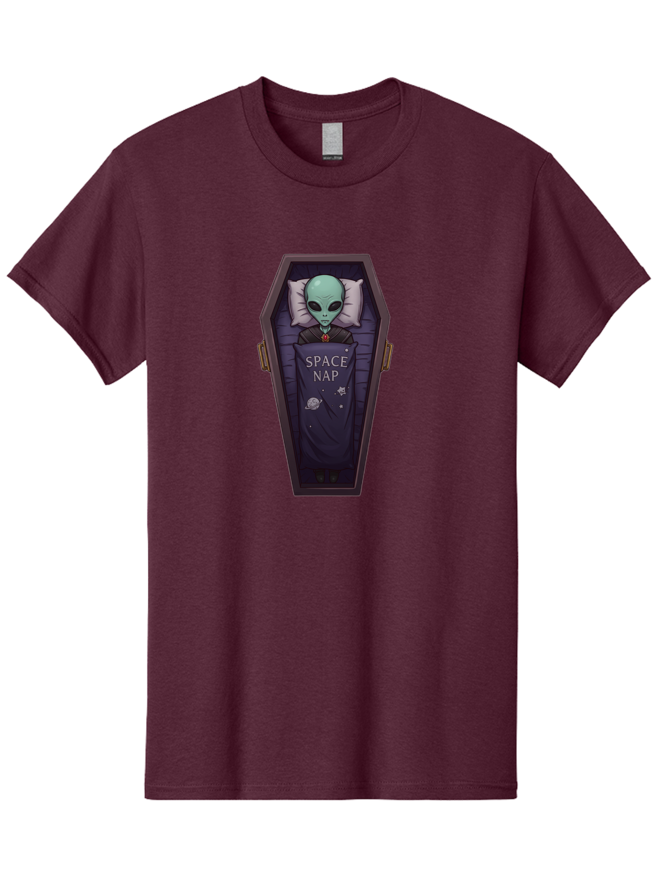 Space-Nap-6 Men'S Graphic Tee, 100% Cotton, Comfortable Casual Summer Wear, Machine Washable, Alien Sleeping, Coffin Bed, Space Nap, Extraterrestrial Rest, Celestial Slumber, Science Fiction Humor, Quirky Illustration Bad671