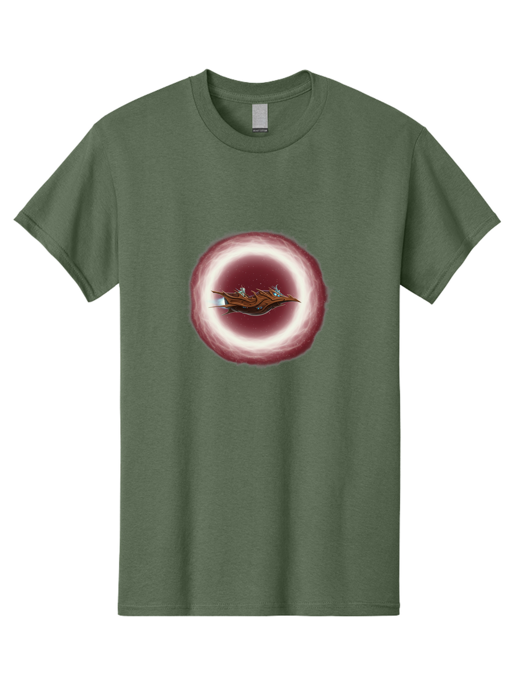 Spacecraft-In-Circle Men'S Graphic Tee, 100% Cotton, Comfortable Casual Summer Wear, Machine Washable, Sci-Fi Spaceship, Spaceship Interior, Fantasy Artwork, Space Travel, Futuristic Design, Starry Night Sky, Digital Illustration, Bad674