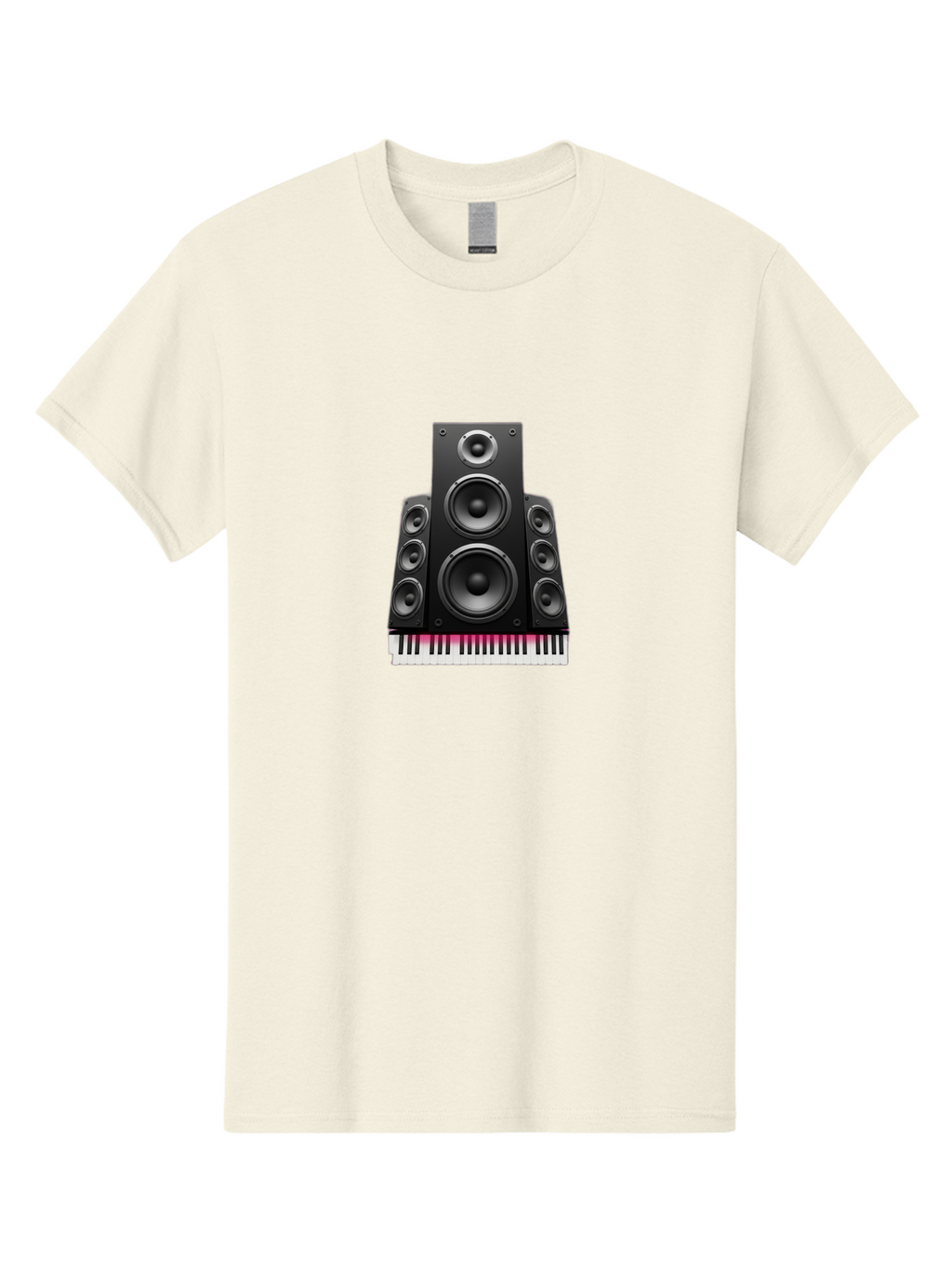 Speakers-And-Piano-Keys Men'S Graphic Tee, 100% Cotton, Comfortable Casual Summer Wear, Machine Washable, Speaker System, Audio Equipment, Sound Technology, Music Production, Home Theater, Sound Waves, Music Keys, Piano Keyboard, Bad677
