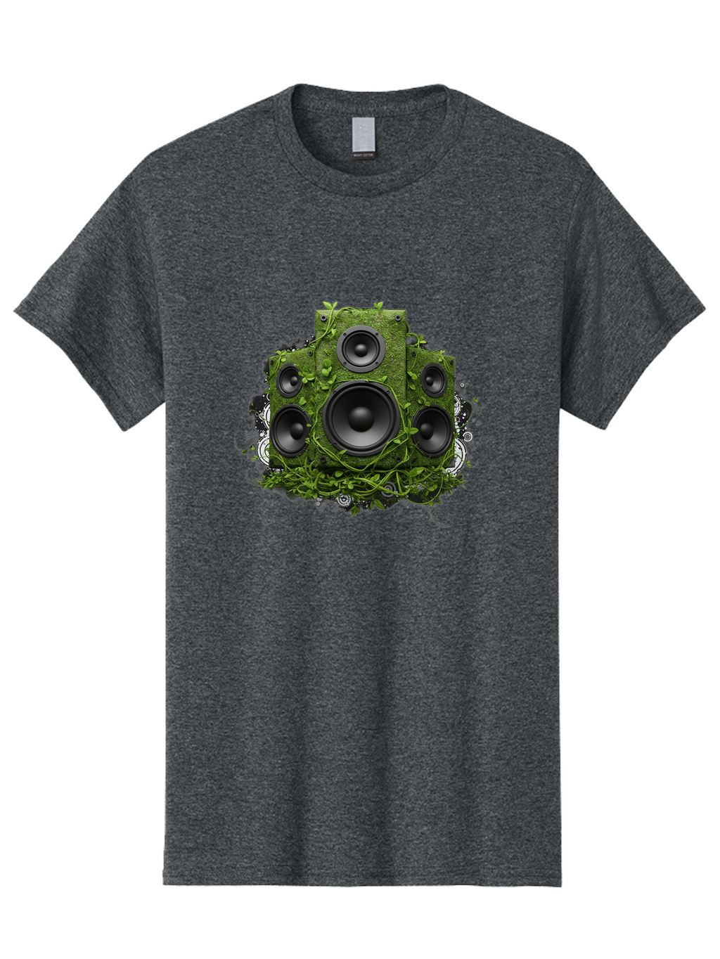 Speakers Men'S Graphic Tee, 100% Cotton, Comfortable Casual Summer Wear, Machine Washable, Grunge Sound System, Vintage Speaker, Overgrown With Vines, Eco-Friendly Audio, Retro Tech, Wild Outdoor Sound, Abstract Art Bad680