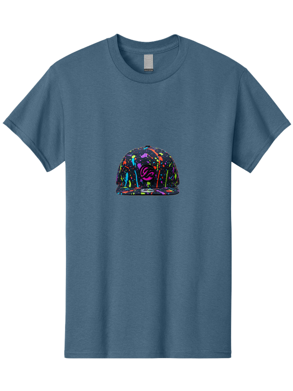 Splatter-Baseball-Cap Men'S Graphic Tee, 100% Cotton, Comfortable Casual Summer Wear, Machine Washable, Streetwear Cap, Snapback Hat, Vibrant Paint Splatters, Multicolored Design, Trendy Fashion Accessory, Urban Style, Bold Graphics, Bad683