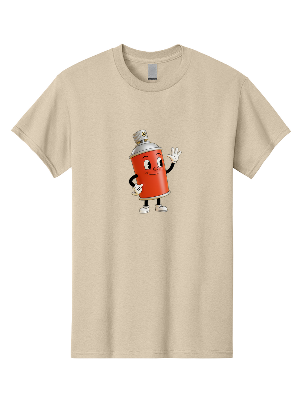 Spray-Can-Character Men'S Graphic Tee, 100% Cotton, Comfortable Casual Summer Wear, Machine Washable, Spray Can Mascot, Cartoon Character, Street Art, Graffiti Can, Friendly Vibe, Positive Gesture, Urban Art Supplies, Creative Expression Bad688