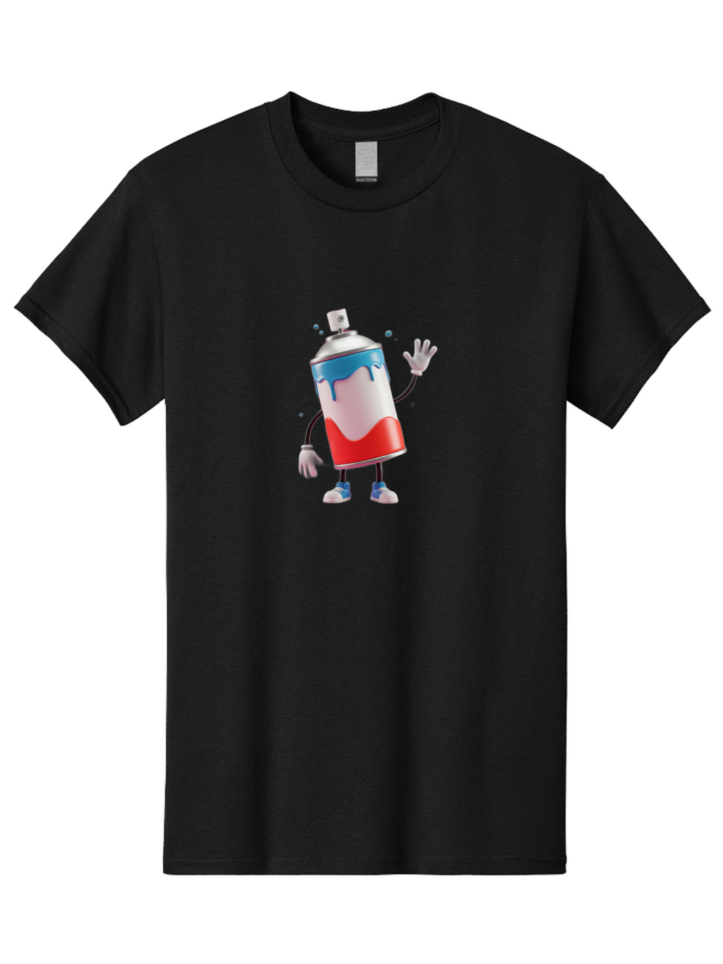 Spray-Paint-Can-Character-1 Men'S Graphic Tee, 100% Cotton, Comfortable Casual Summer Wear, Machine Washable, Cartoon Spray Can, Red White And Blue Paint, Graffiti Art, Street Art Supplies, Vibrant Colors, Animated Character, 3D Illustration, Bad692