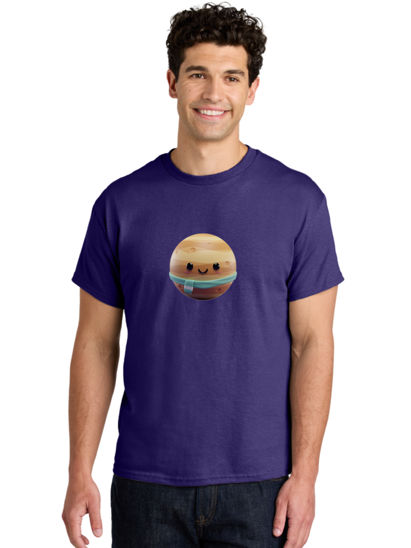 Squishmallow-Mars Men'S Graphic Tee, 100% Cotton, Comfortable Casual Summer Wear, Machine Washable, Cartoon Mars, Face Mask, Planet Character, Kawaii Space, Masked Mars, Mars Illustration, Cute Mars, Mars With Mask Bad698