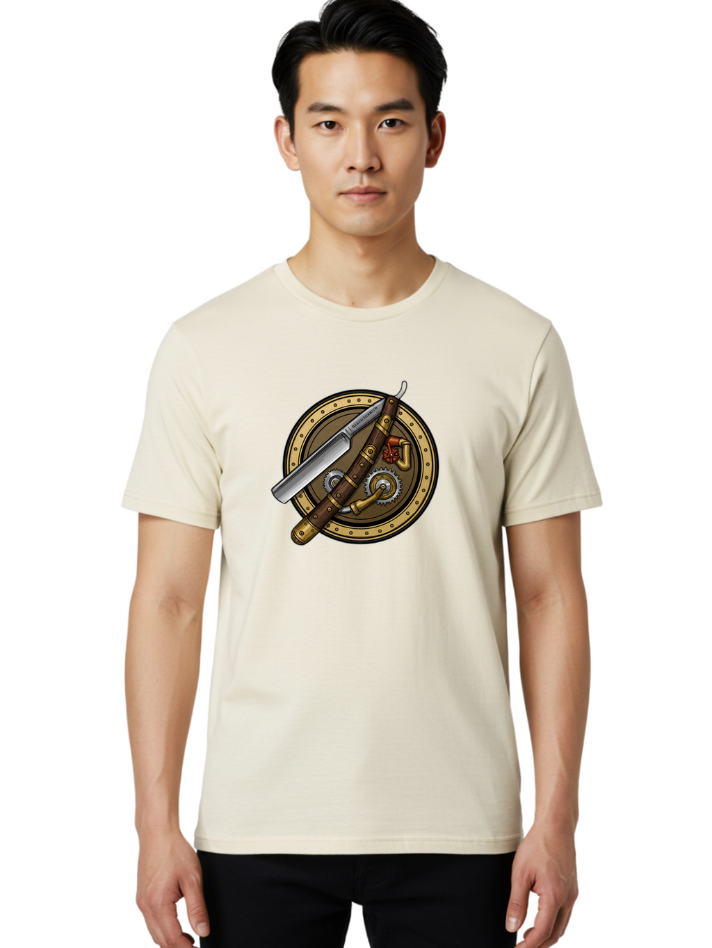 Steampunk-Pliers-And-Knife Men'S Graphic Tee, 100% Cotton, Comfortable Casual Summer Wear, Machine Washable, Steampunk-Themed, Vintage, Retro, Sci-Fi, Fantasy, Gear, Machinery, Industrial Design, Fantasy Art, Steampunk Style, Unique Bad718