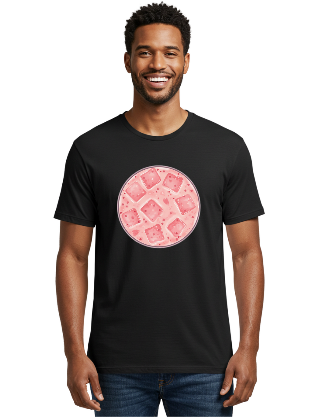 Strawberry-Smoothie Men'S Graphic Tee, 100% Cotton, Comfortable Casual Summer Wear, Machine Washable, Pink Drink, Ice Cubes, Refreshing Beverage, Summer Drink, Cold Drink, Fruity Flavor, Sweet Treat, Cocktail, Ice Cold, Drink With Ice Bad741