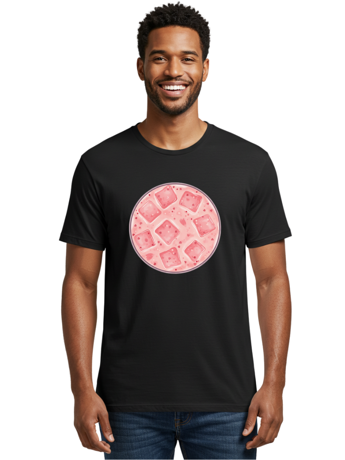 Strawberry-Smoothie Men'S Graphic Tee, 100% Cotton, Comfortable Casual Summer Wear, Machine Washable, Pink Drink, Ice Cubes, Refreshing Beverage, Summer Drink, Cold Drink, Fruity Flavor, Sweet Treat, Cocktail, Ice Cold, Drink With Ice Bad741