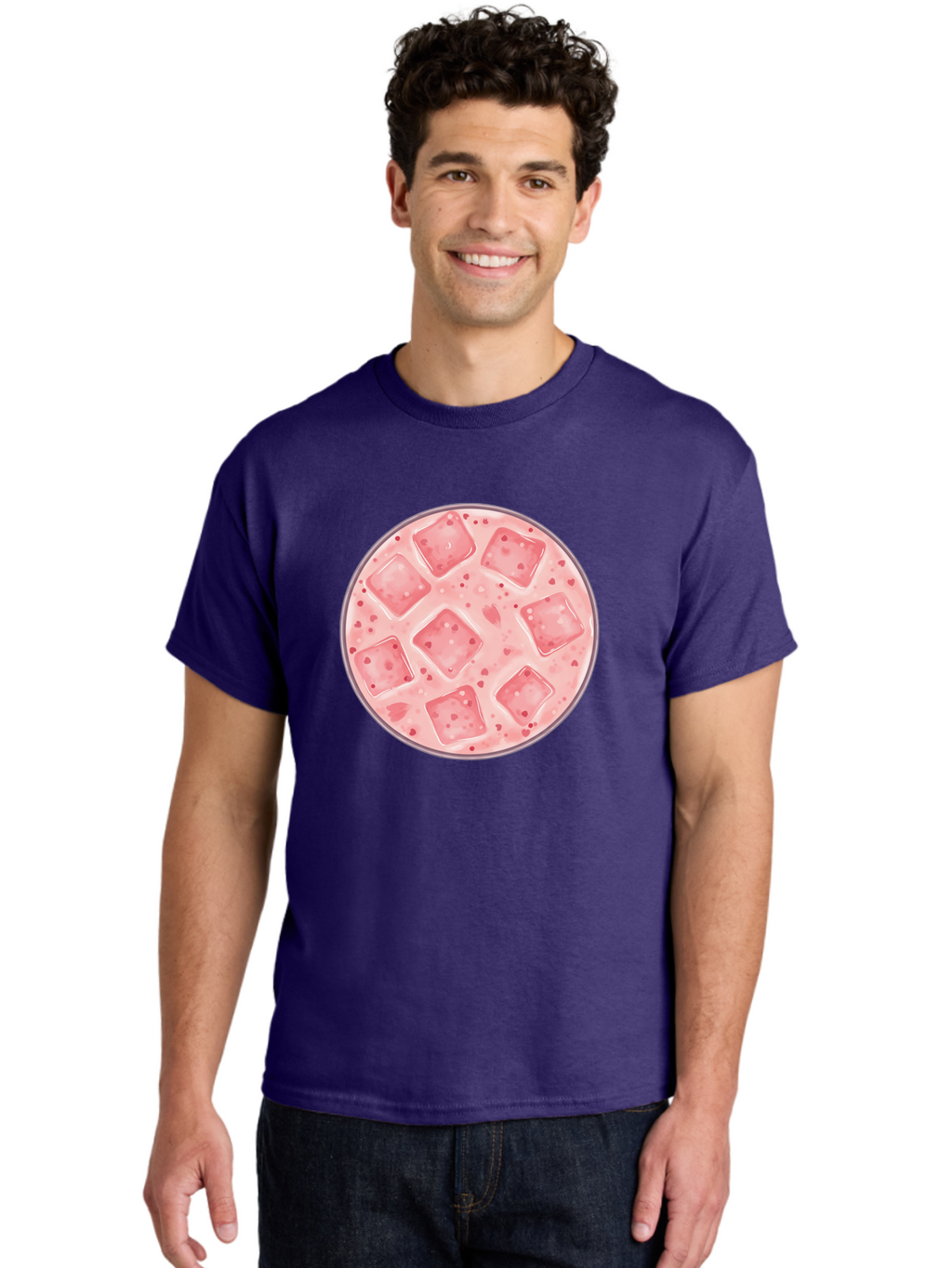 Strawberry-Smoothie Men'S Graphic Tee, 100% Cotton, Comfortable Casual Summer Wear, Machine Washable, Pink Drink, Ice Cubes, Refreshing Beverage, Summer Drink, Cold Drink, Fruity Flavor, Sweet Treat, Cocktail, Ice Cold, Drink With Ice Bad741