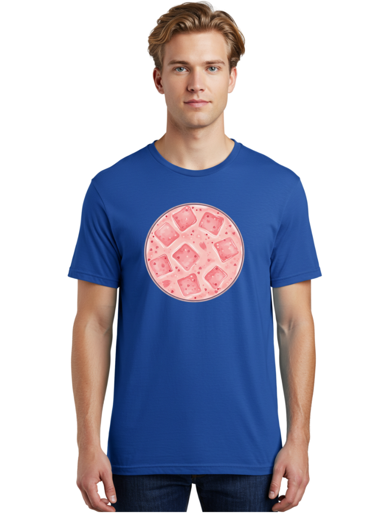 Strawberry-Smoothie Men'S Graphic Tee, 100% Cotton, Comfortable Casual Summer Wear, Machine Washable, Pink Drink, Ice Cubes, Refreshing Beverage, Summer Drink, Cold Drink, Fruity Flavor, Sweet Treat, Cocktail, Ice Cold, Drink With Ice Bad741