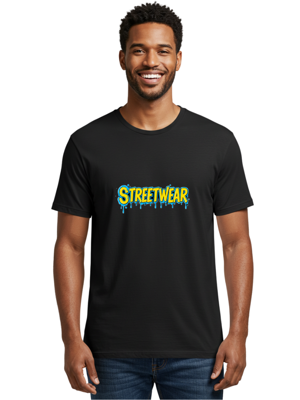 Streetwear-3 Men'S Graphic Tee, 100% Cotton, Comfortable Casual Summer Wear, Machine Washable, Graffiti Style, Streetwear Fashion, Urban Clothing, Trendy Apparel, Drip Art, Bold Typography, Vibrant Colors, Street Style Bad744