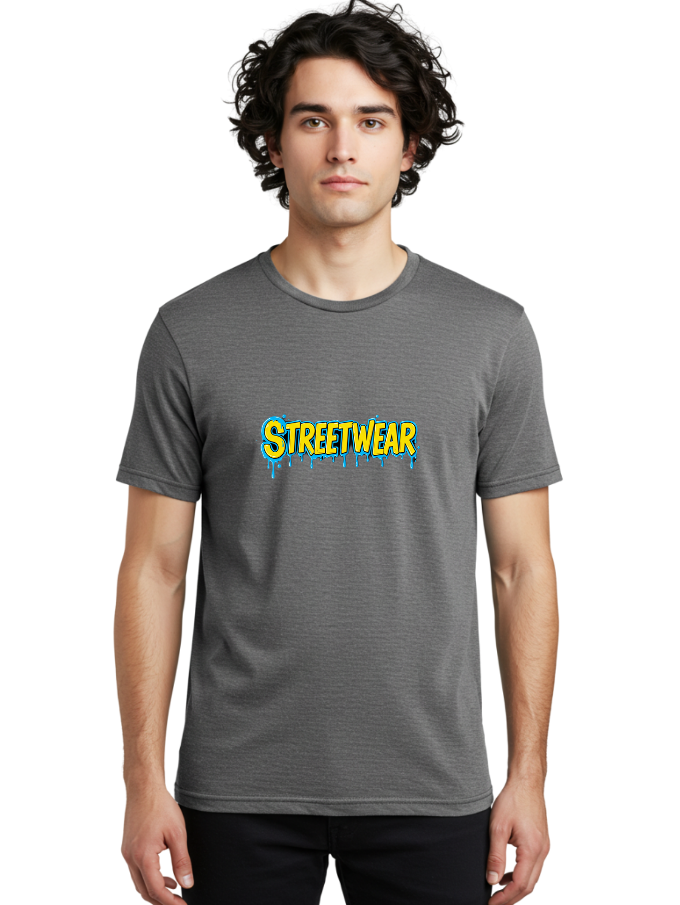 Streetwear-3 Men'S Graphic Tee, 100% Cotton, Comfortable Casual Summer Wear, Machine Washable, Graffiti Style, Streetwear Fashion, Urban Clothing, Trendy Apparel, Drip Art, Bold Typography, Vibrant Colors, Street Style Bad744