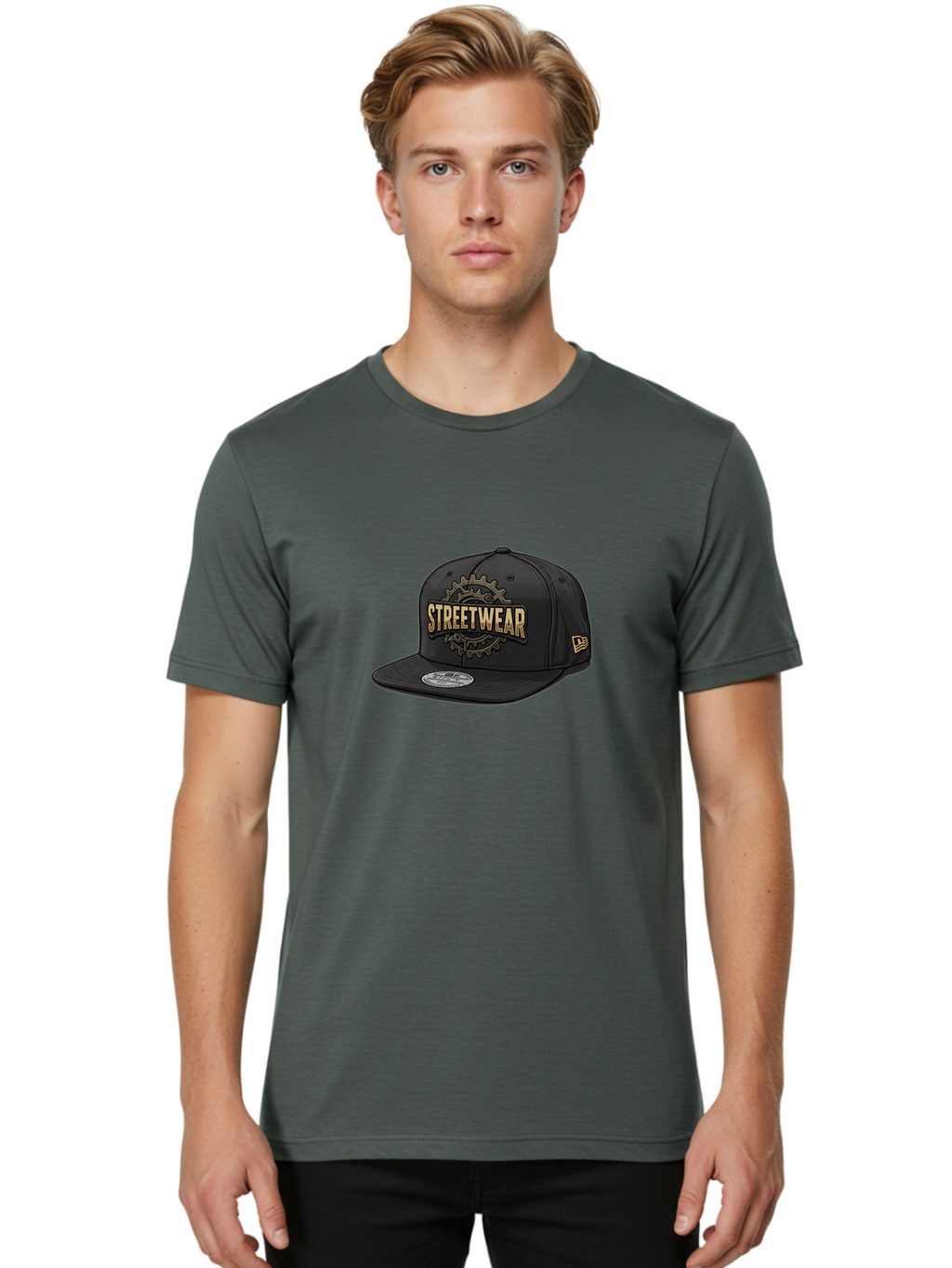 Streetwear-Baseball-Cap Men'S Graphic Tee, 100% Cotton, Comfortable Casual Summer Wear, Machine Washable, Streetwear Fashion, Baseball Cap, Urban Style, Trendy Accessories, Casual Wear, Streetwear Clothing, New Era Cap, Gear Design, Bad745