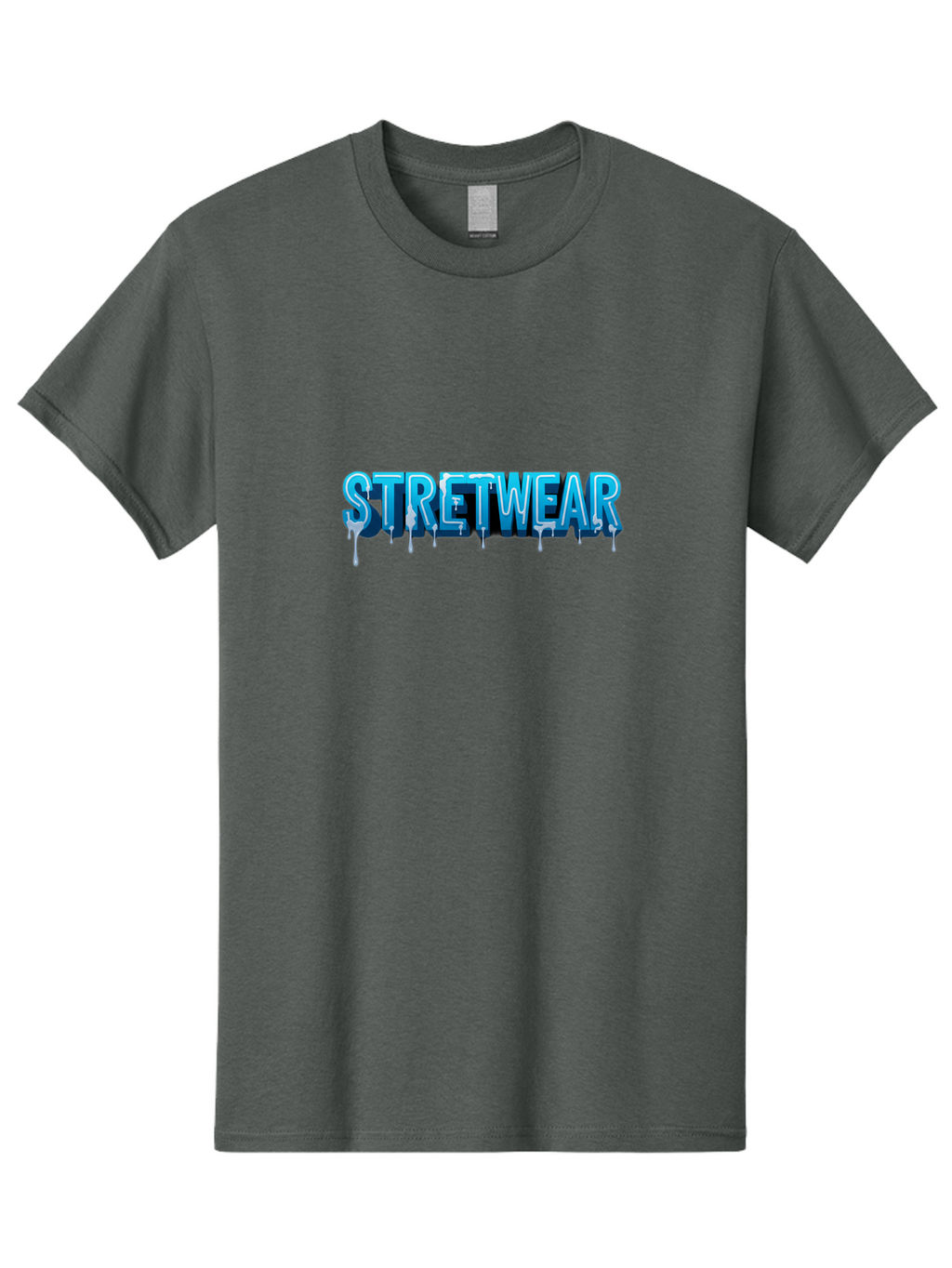 Stretwear-1 Men'S Graphic Tee, 100% Cotton, Comfortable Casual Summer Wear, Machine Washable, Streetwear Fashion, Urban Style, Graffiti Art, Dripping Effect, 3D Text, Blue Font, Street Culture, Clothing Brand, Edgy Design Bad747