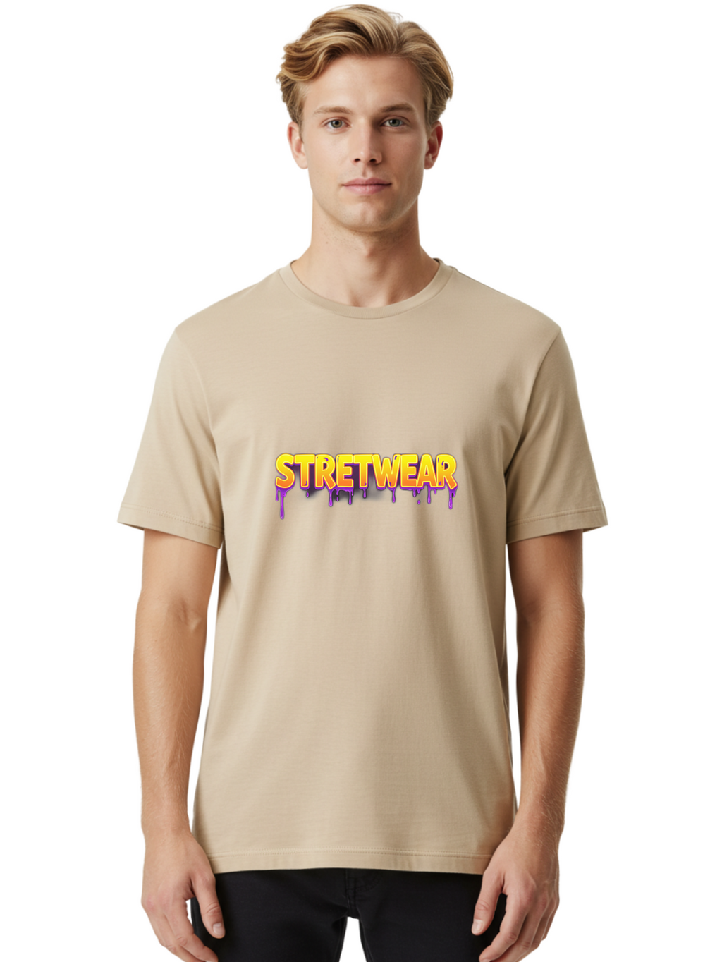 Stretwear-2 Men'S Graphic Tee, 100% Cotton, Comfortable Casual Summer Wear, Machine Washable, Streetwear Fashion, Urban Style, Bold Graphics, Graffiti Art, Vibrant Colors, Edgy Design, Youth Culture, Trendy Clothing Bad748
