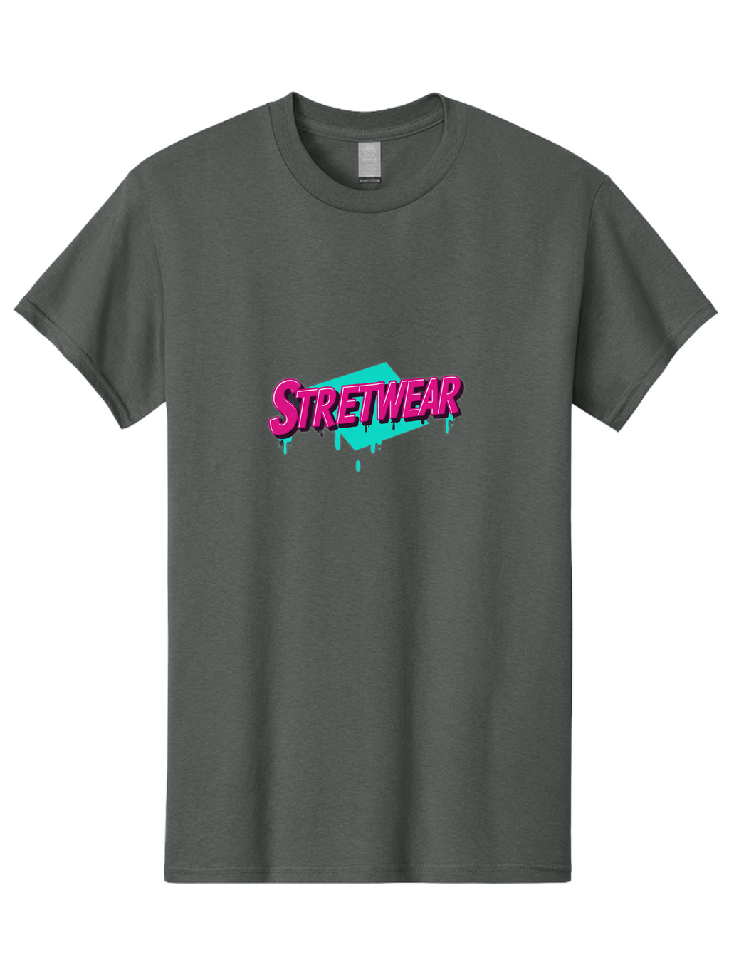 Stretwear-4 Men'S Graphic Tee, 100% Cotton, Comfortable Casual Summer Wear, Machine Washable, Streetwear Fashion, Urban Style, Bold Typography, Graffiti Art, Pink And Blue Colors, Edgy Design, Contemporary Fashion Trends, Stylish Clothing, Bad750