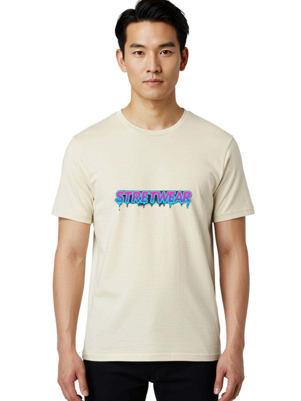 Stretwear-7 Men'S Graphic Tee, 100% Cotton, Comfortable Casual Summer Wear, Machine Washable, Streetwear Fashion, Urban Style, Graffiti Art, Dripping Effect, Bold Typography, Vibrant Colors, Modern Design, Trendy Clothing Bad753