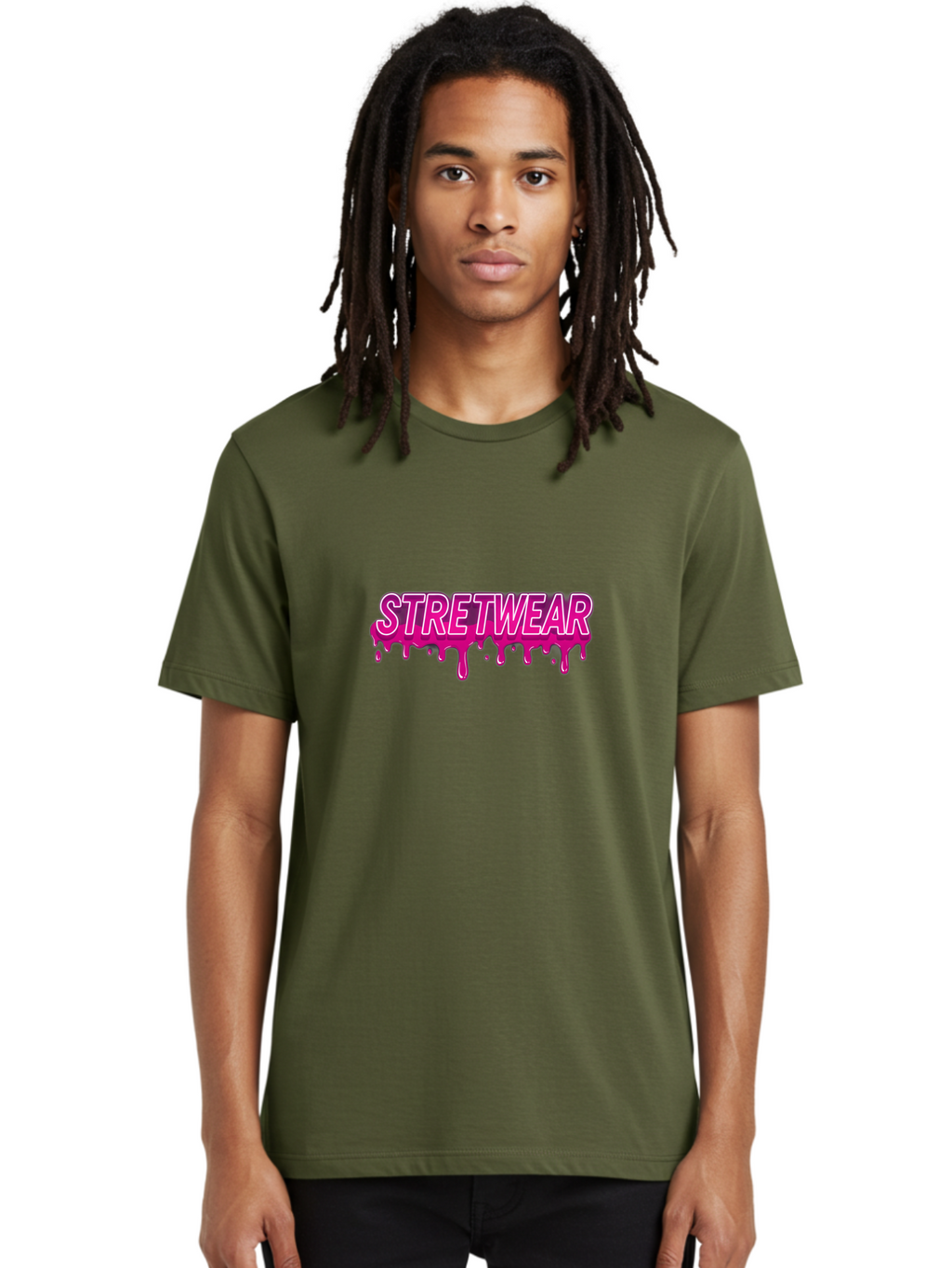 Stretwear Men'S Graphic Tee, 100% Cotton, Comfortable Casual Summer Wear, Machine Washable, Streetwear Fashion, Urban Style, Graffiti Art, Trendy Clothing, Pink Drips, Bold Typography, Edgy Aesthetic, Modern Design Bad756