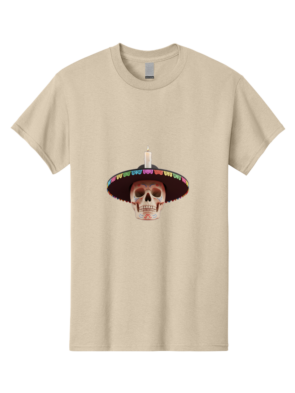 Sugar-Skull-10 Men'S Graphic Tee, 100% Cotton, Comfortable Casual Summer Wear, Machine Washable, Sugar Skull With Sombrero, Dia De Los Muertos, Colorful Decorations, Traditional Mexican Art, Vibrant Culture, Festive Spirit, Unique Design, Bad759