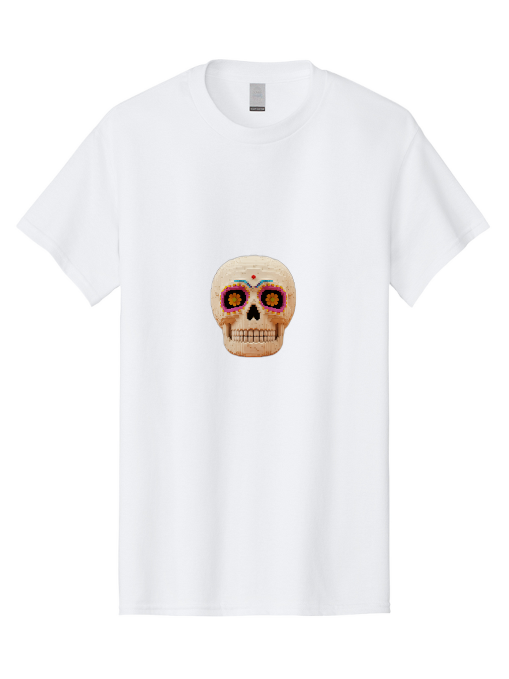 Sugar-Skull-7 Men'S Graphic Tee, 100% Cotton, Comfortable Casual Summer Wear, Machine Washable, Sugar Skull Decoration, Day Of The Dead, Colorful Skull, Mexican Culture, Festive Design, Vibrant Colors, Floral Patterns, Traditional Art Bad779