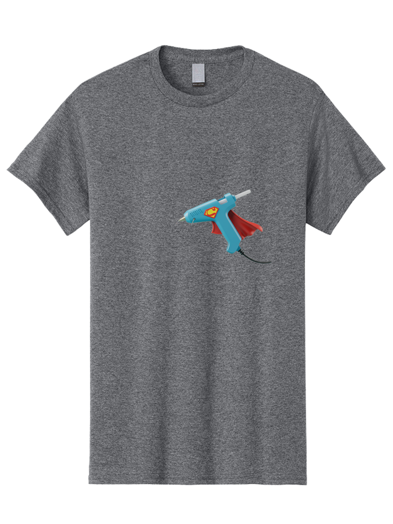 Superman-Glue-Gun Men'S Graphic Tee, 100% Cotton, Comfortable Casual Summer Wear, Machine Washable, Hot Glue Gun, Diy Tool, Crafting Supplies, Red Cape, Superhero Theme, Crafts, Superglue, Crafting, Arts And Crafts, Creative Projects, Handmade Bad797