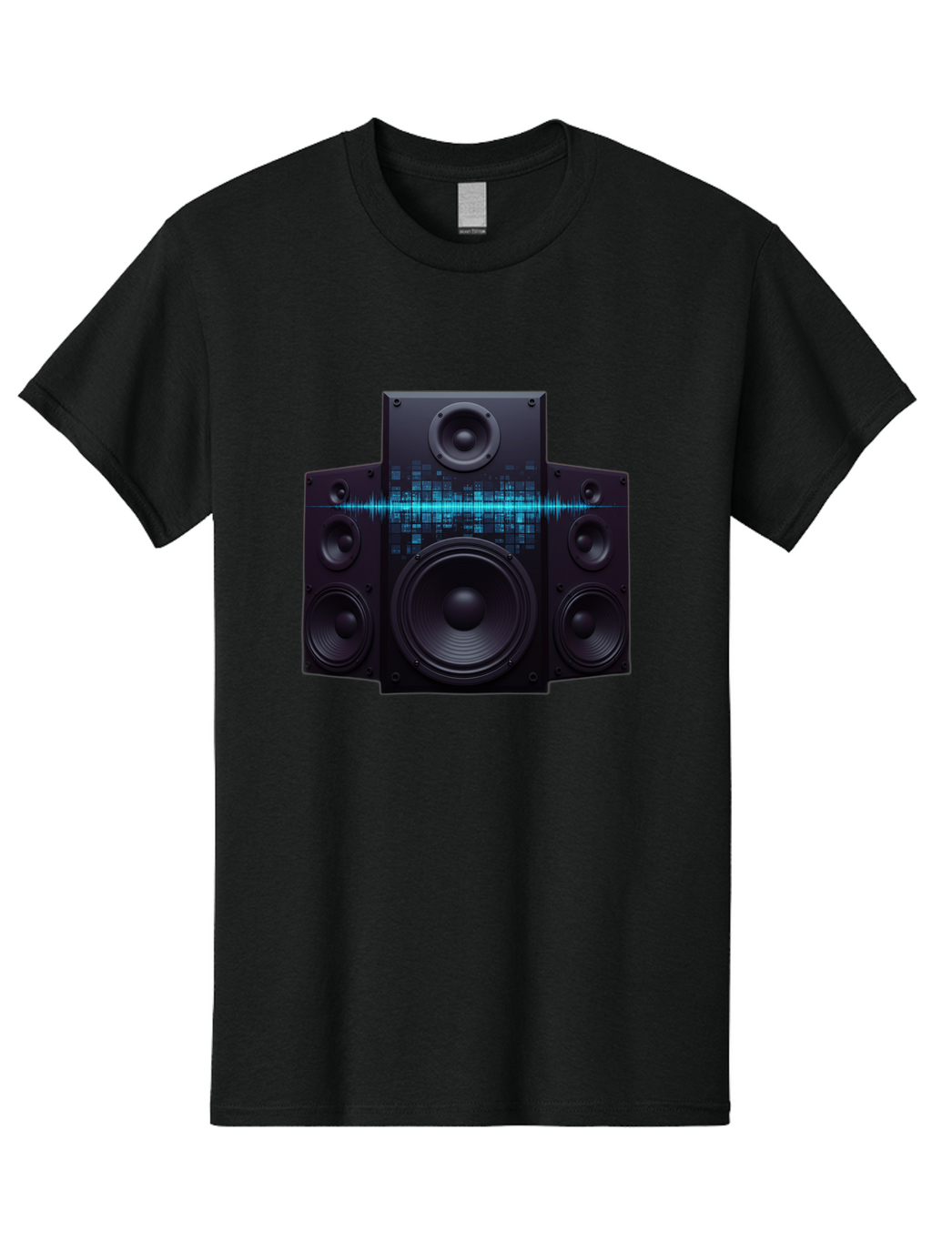 Surround-Sound-Speakers Men'S Graphic Tee, 100% Cotton, Comfortable Casual Summer Wear, Machine Washable, High-Quality Speakers, Home Audio System, Sound Wave, Audio Equipment, Music Speakers, Sound Technology, Audio Visual, Sound System Bad798